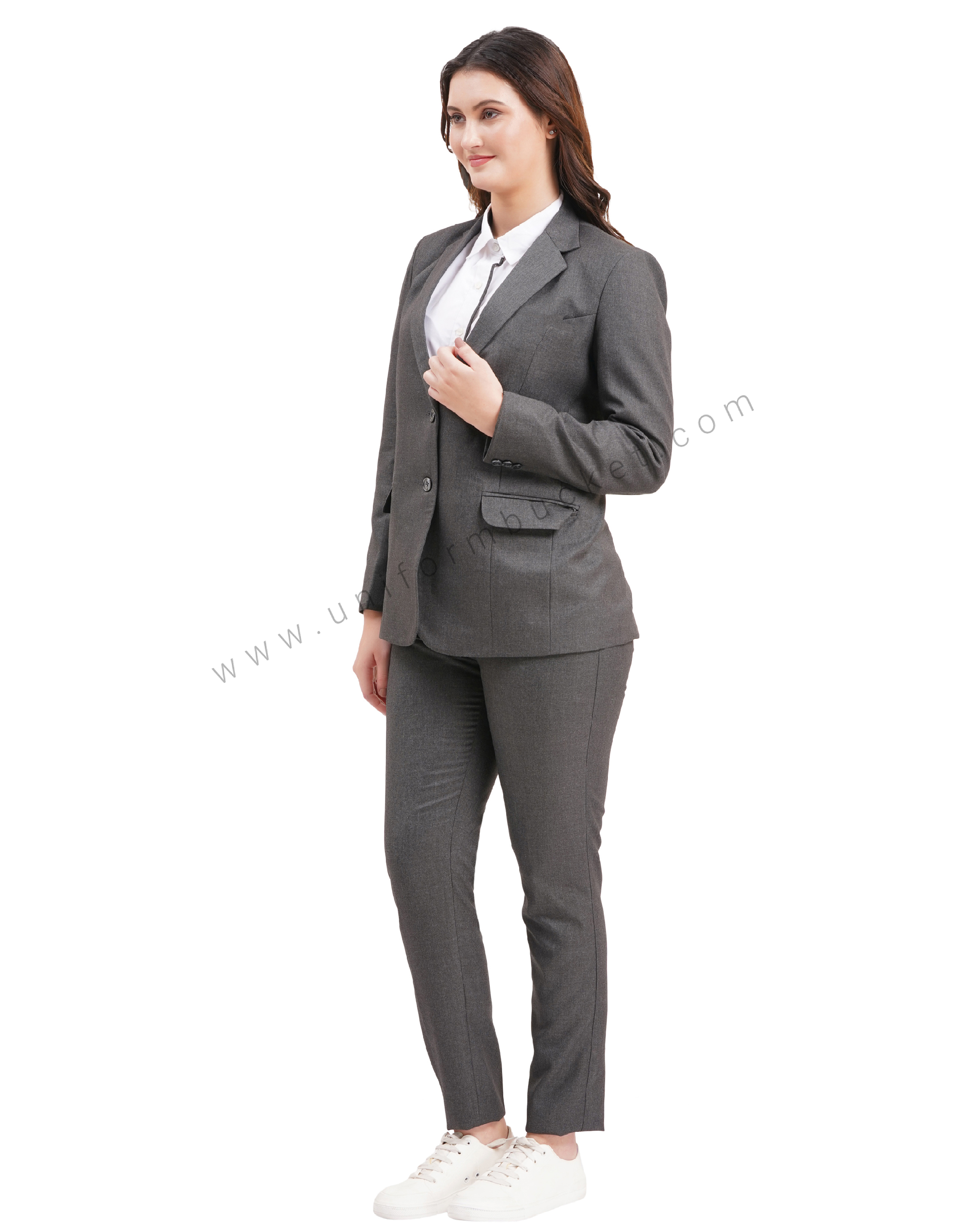 female two button blazer huy worsted grey thumbnail 4