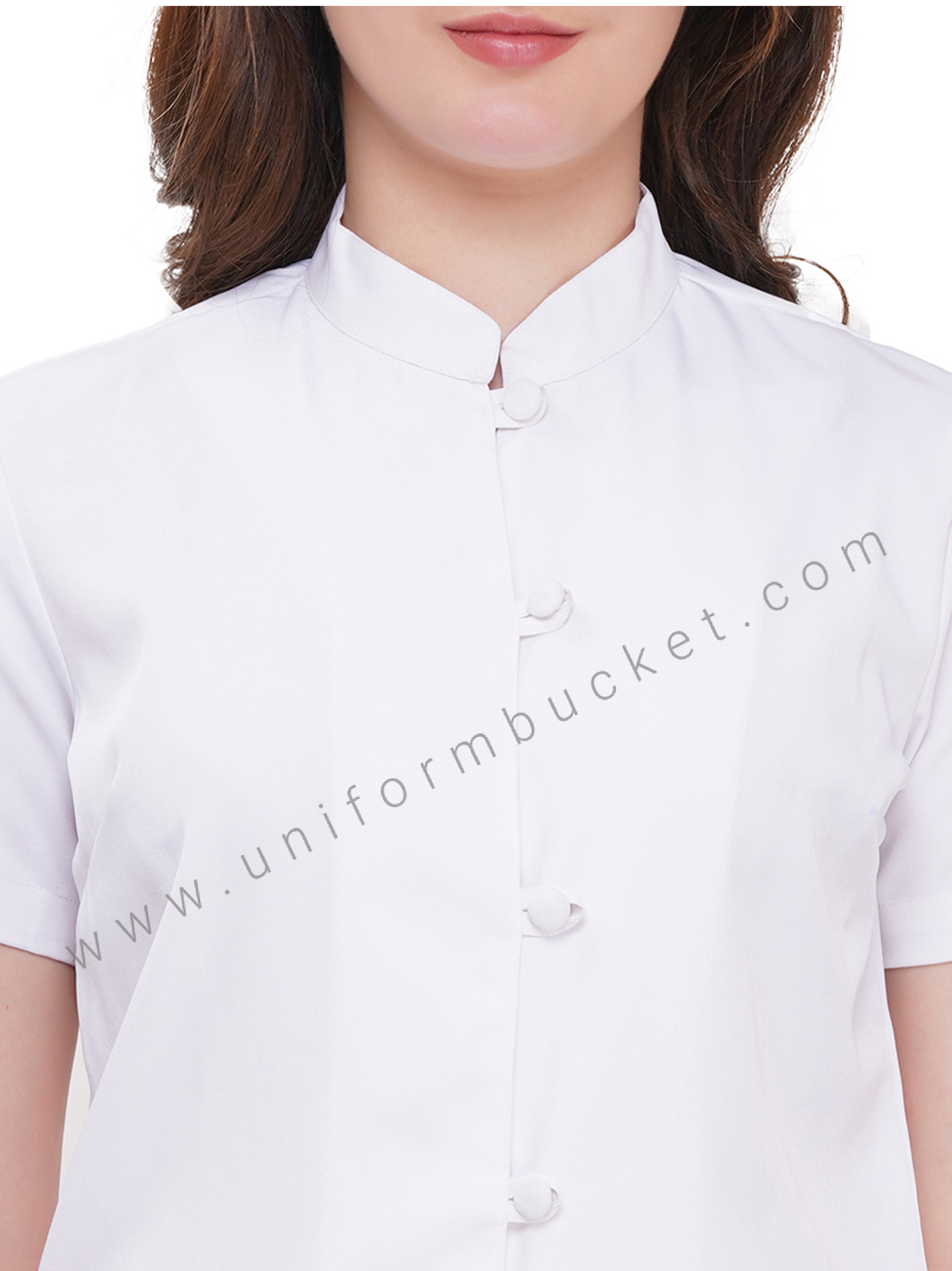 female white stylish top with front  button down & half sleeve thumbnail 4