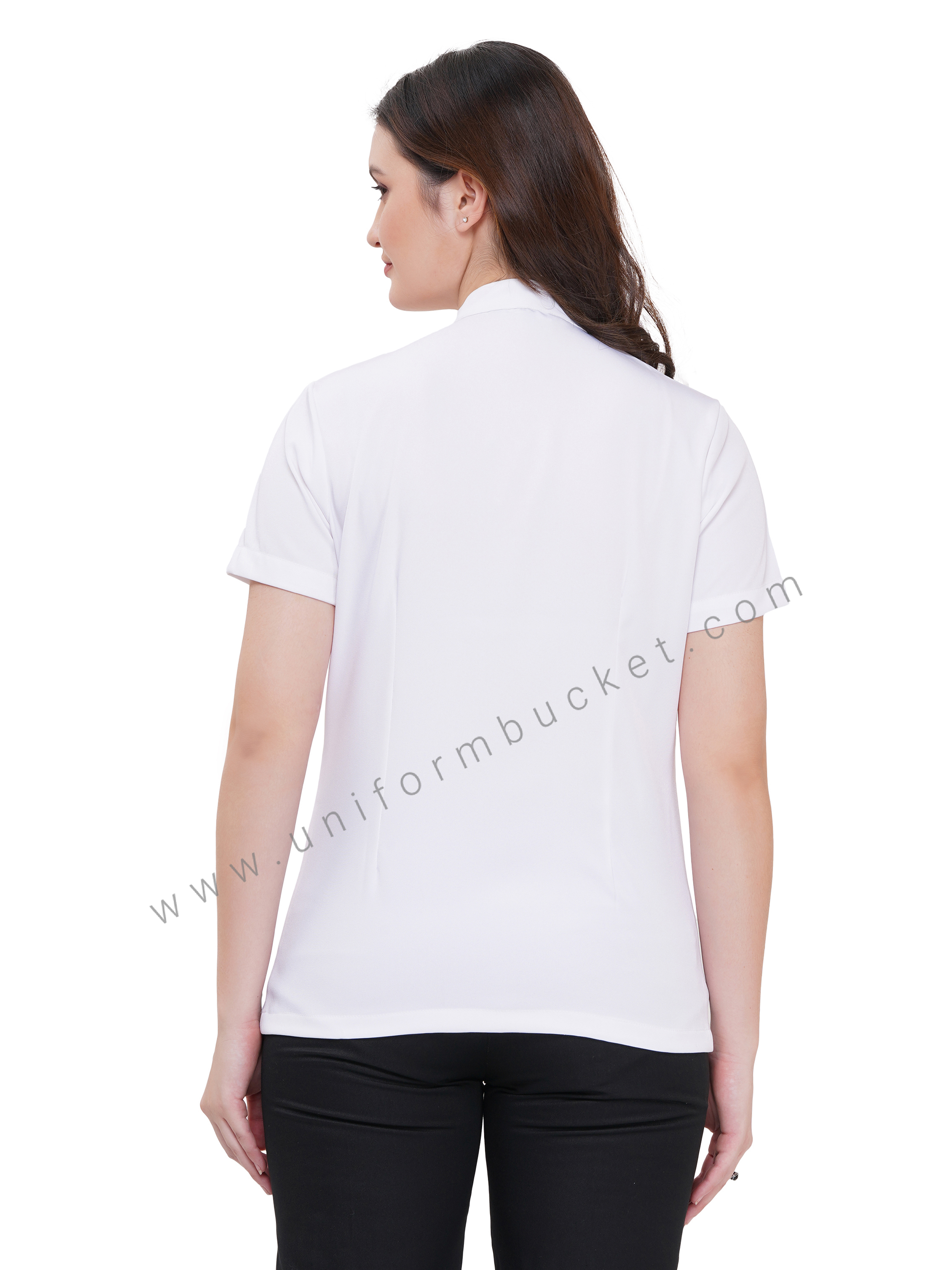 female white stylish top with front  button down & half sleeve thumbnail 5