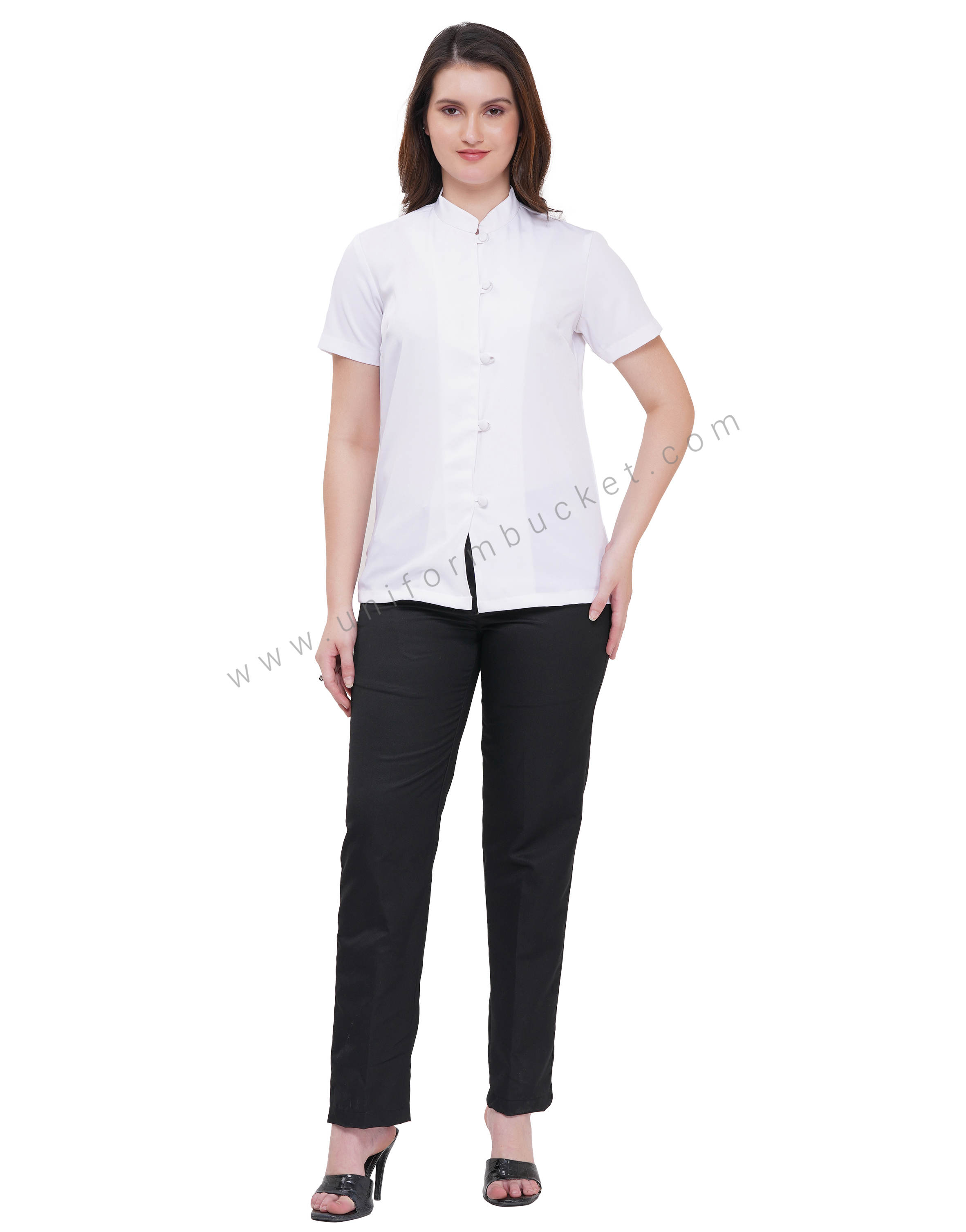 female white stylish top with front  button down & half sleeve thumbnail 6