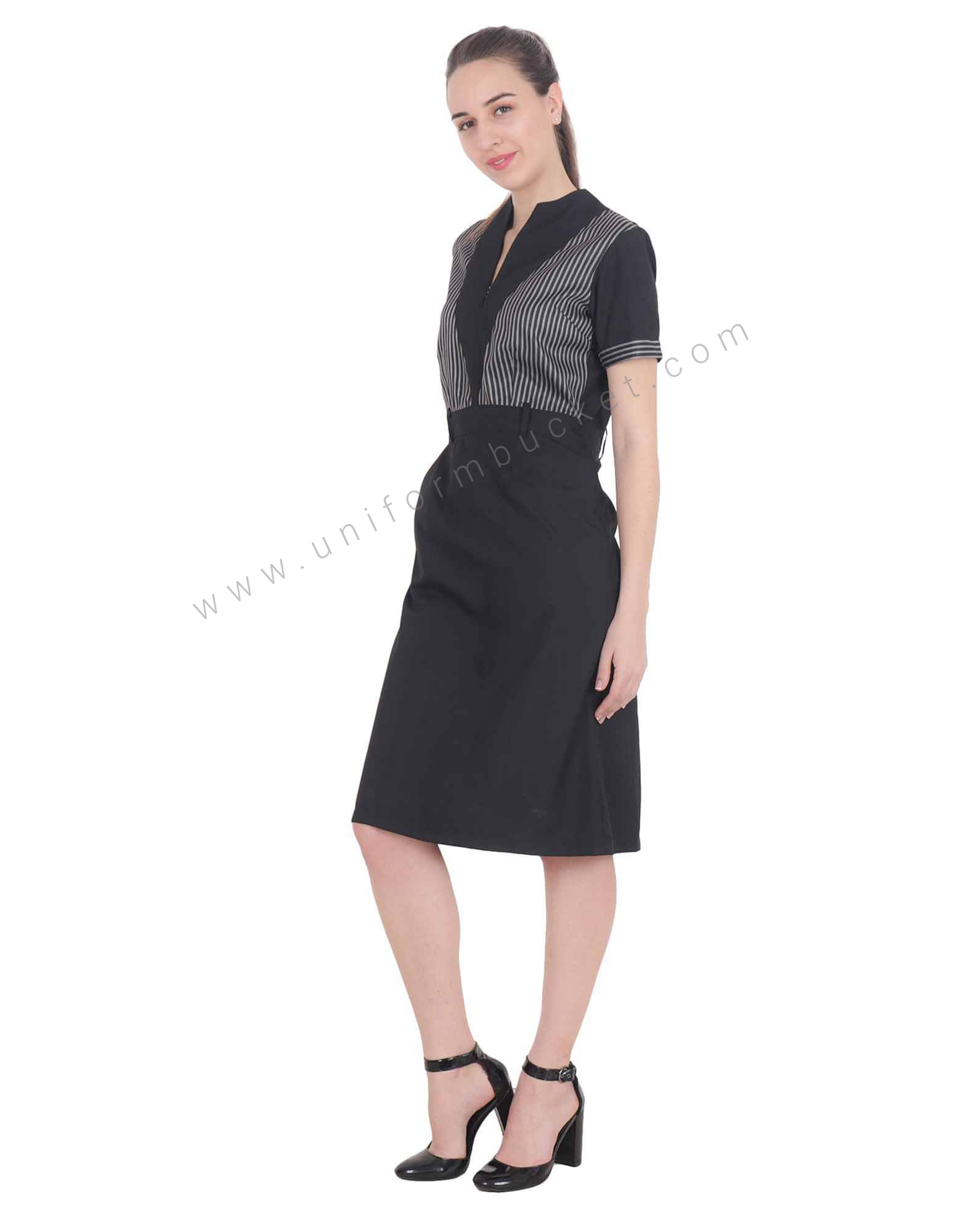 Formal Black Stylish Dress With Zebra Pattern view 1