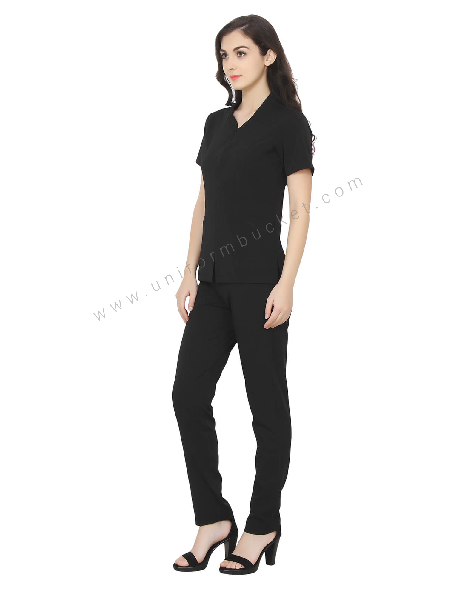 Formal Black Tunic With Front Zip view 1