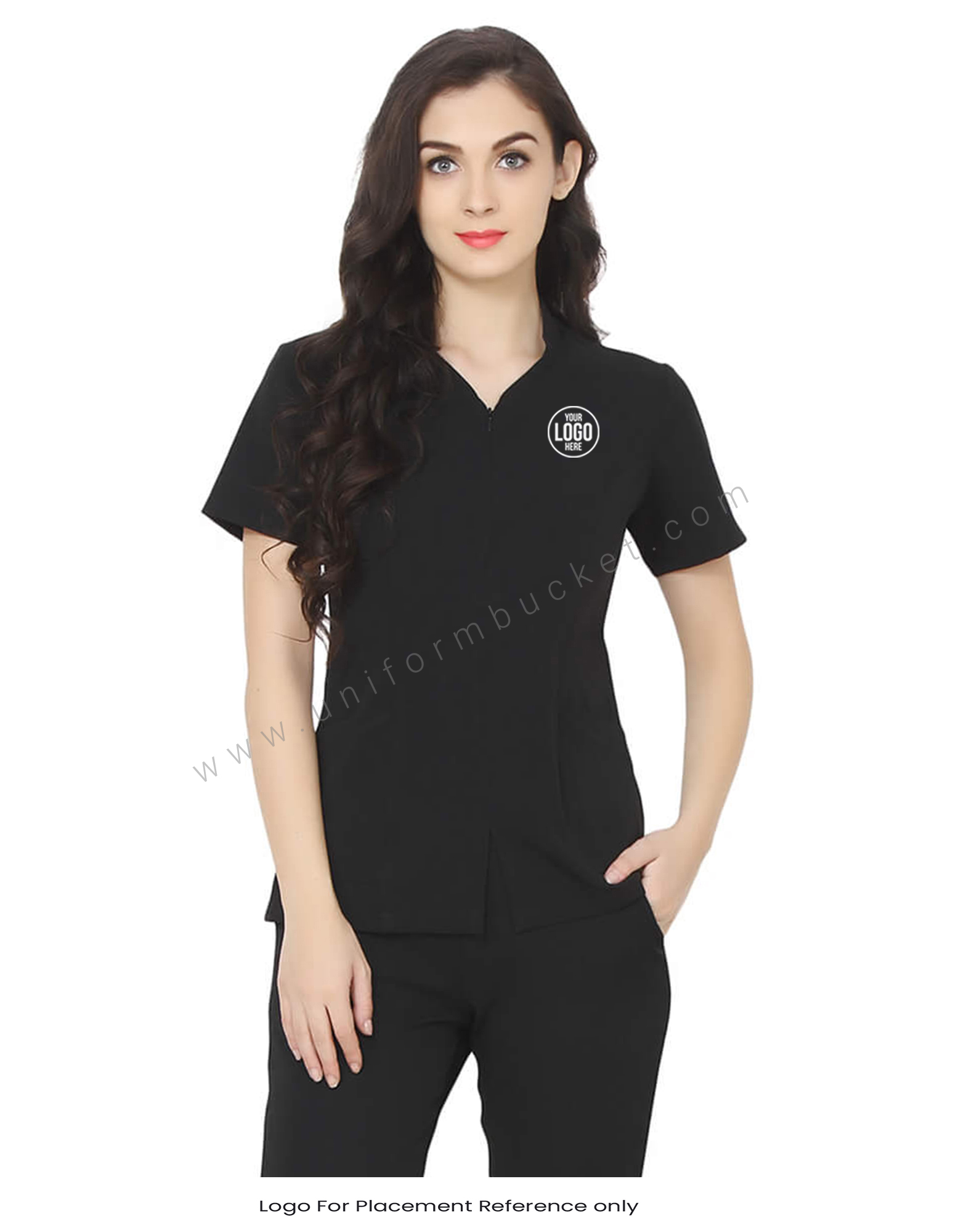 Formal Black Tunic With Front Zip thumbnail 4