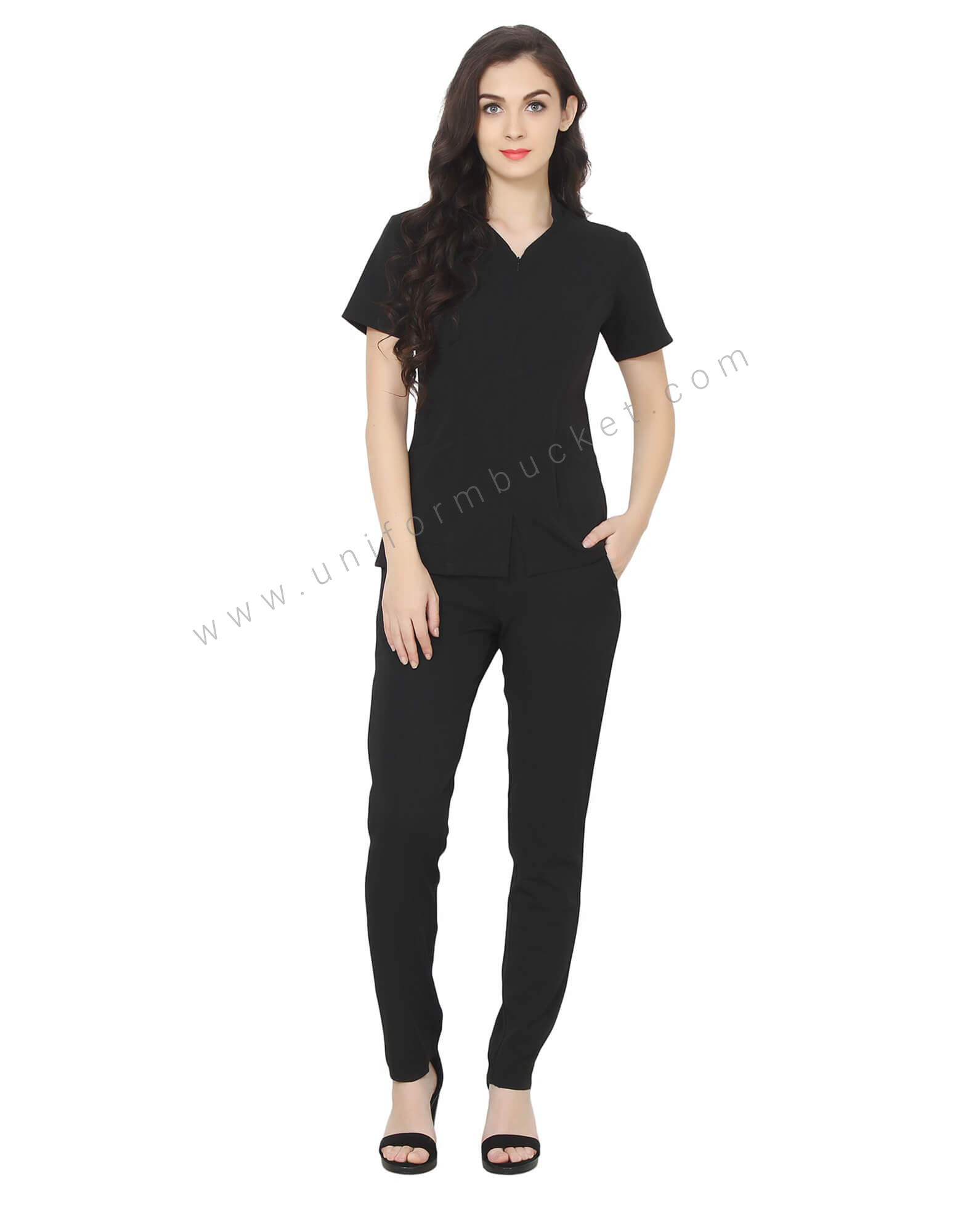 Formal Black Tunic With Front Zip thumbnail 2