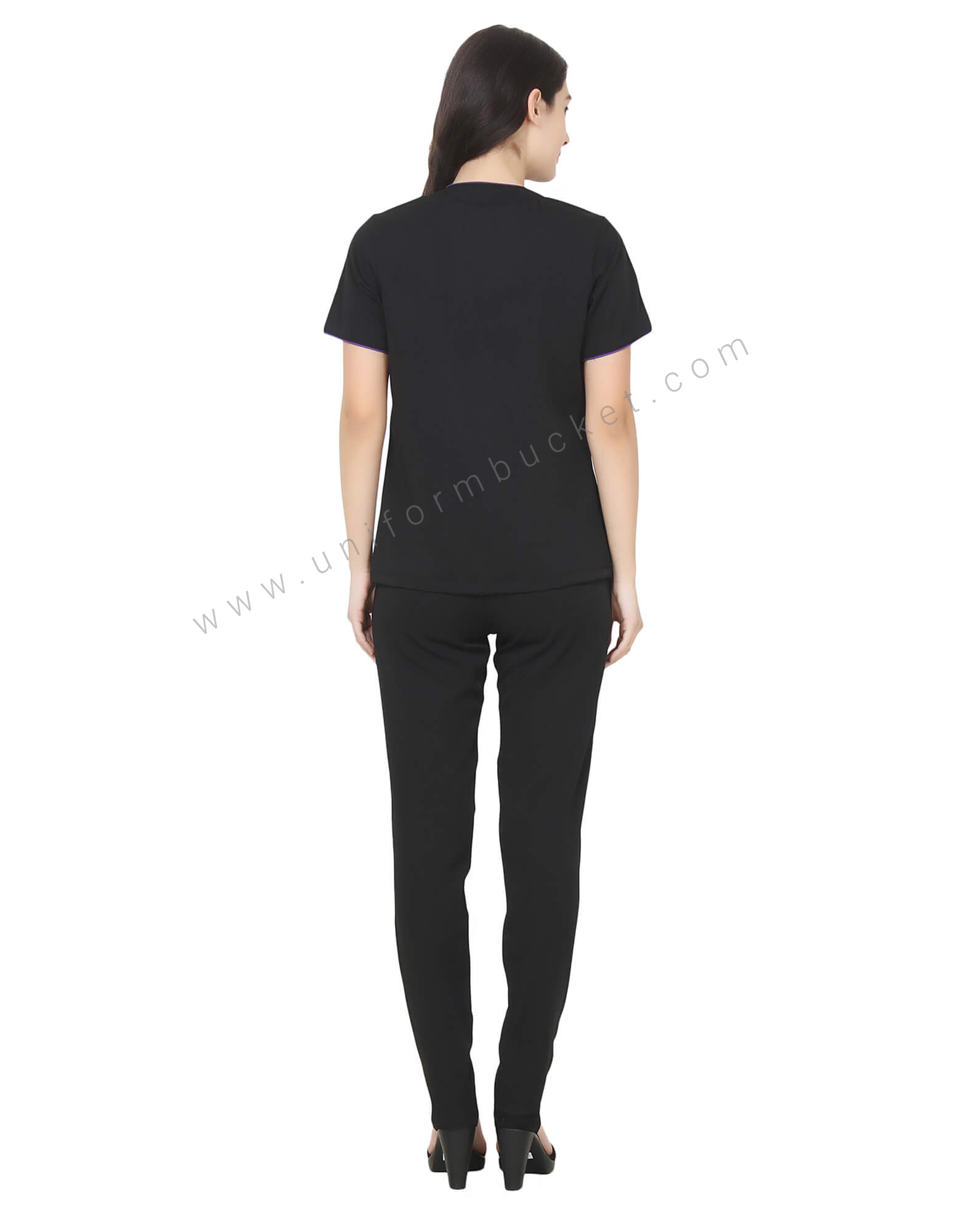 Formal Cross Neck Top With Purple Trims thumbnail 2