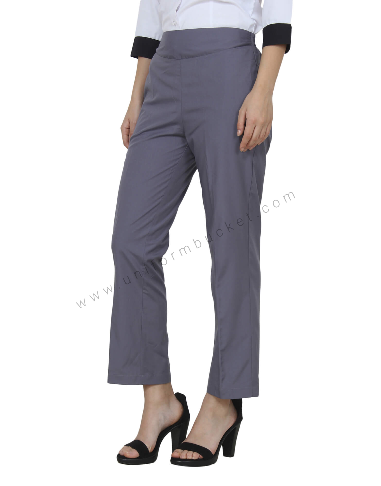 Formal Grey Trouser With Broad Elastic Belt view 1
