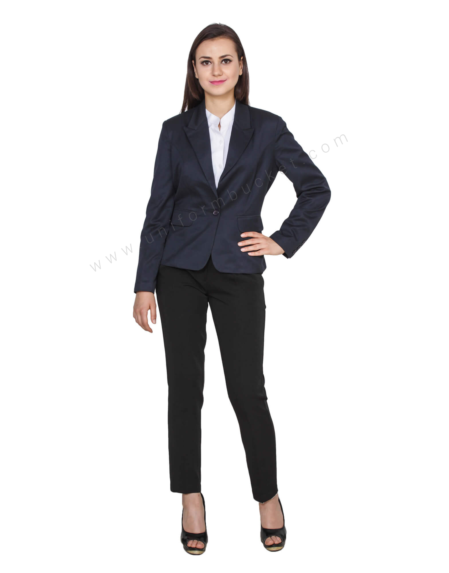 Navy Blue Single Button Blazer thumbnail 2