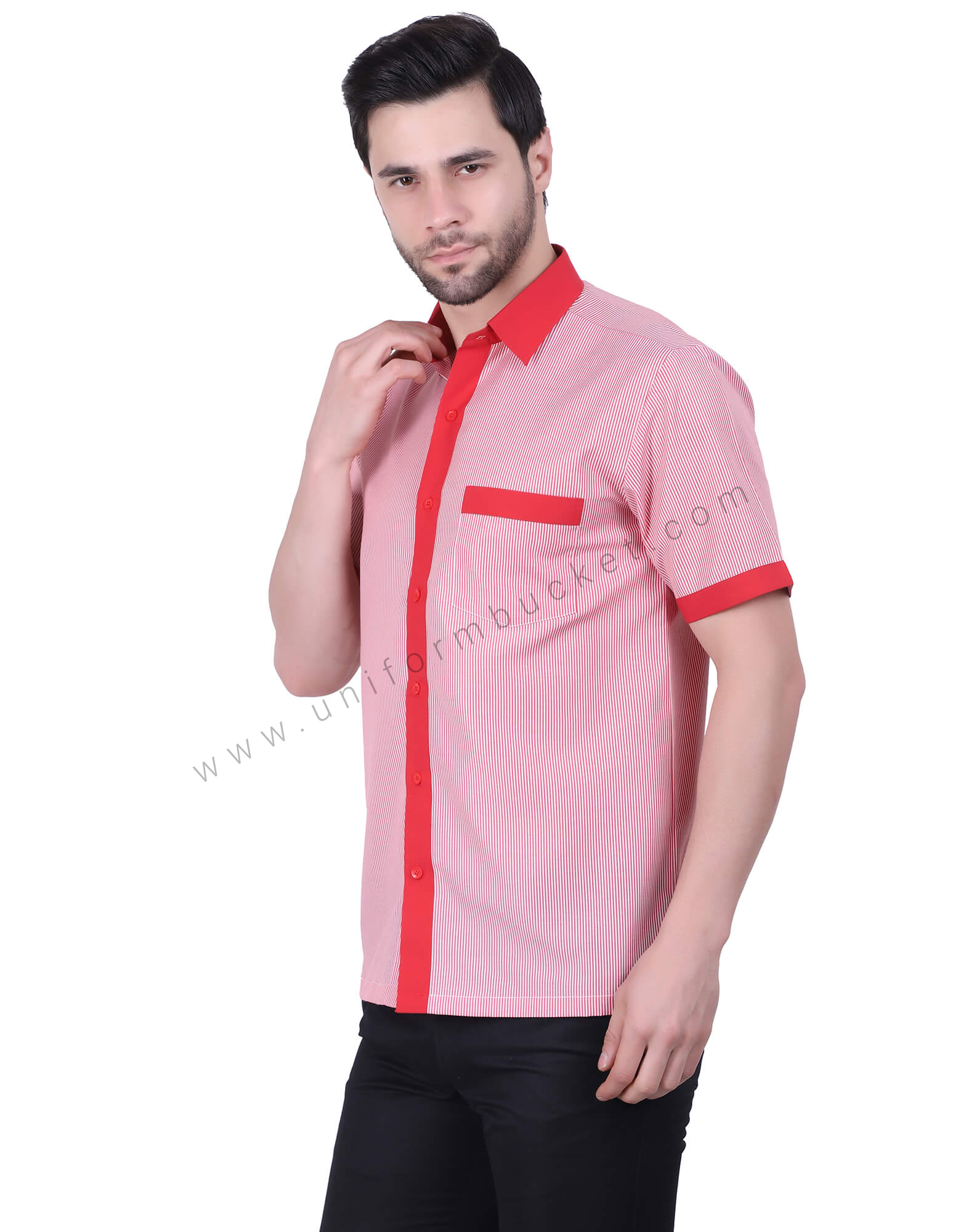 Formal Red Stripe Shirt view 1