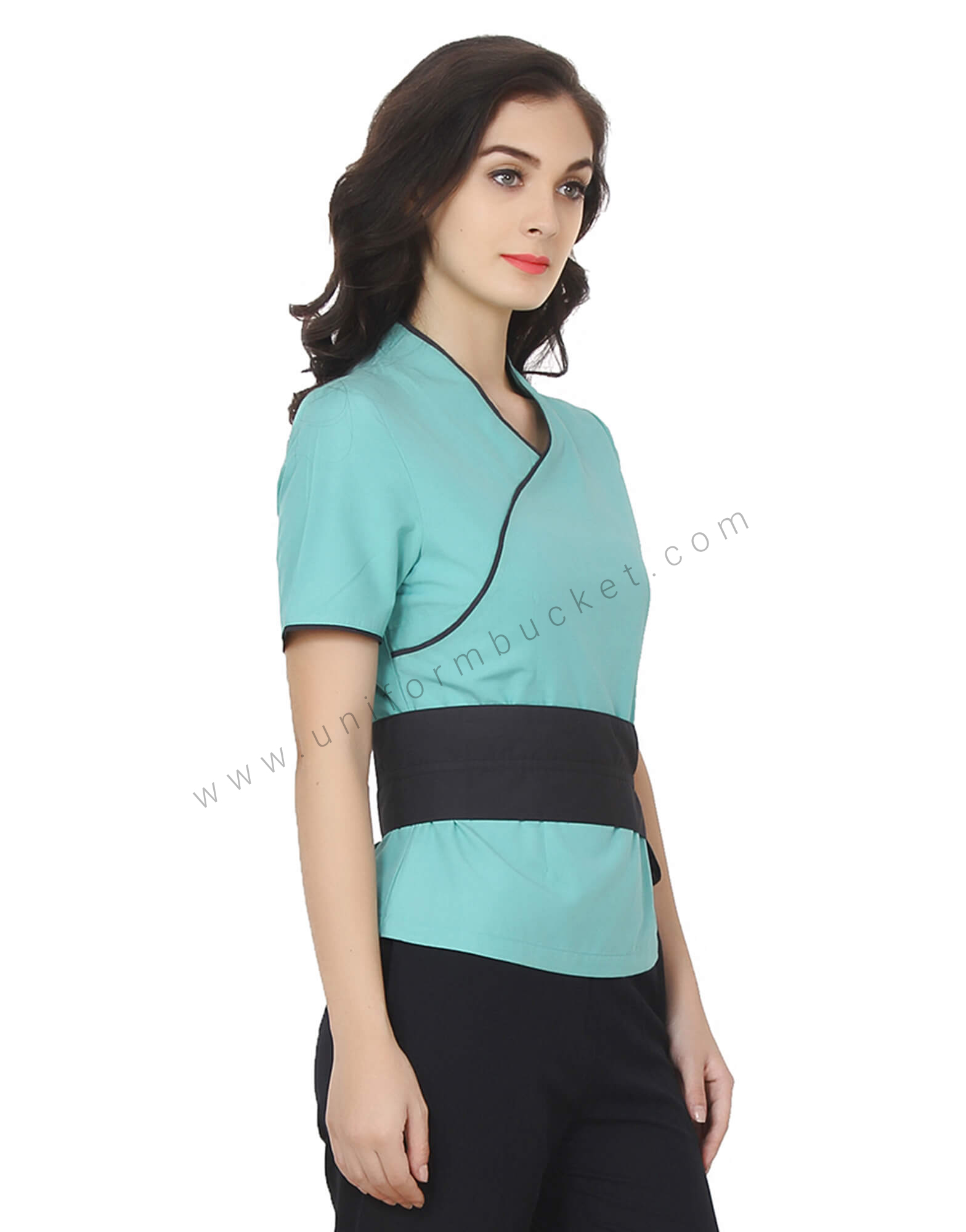 Sea Green Top With Broad String Belt view 1