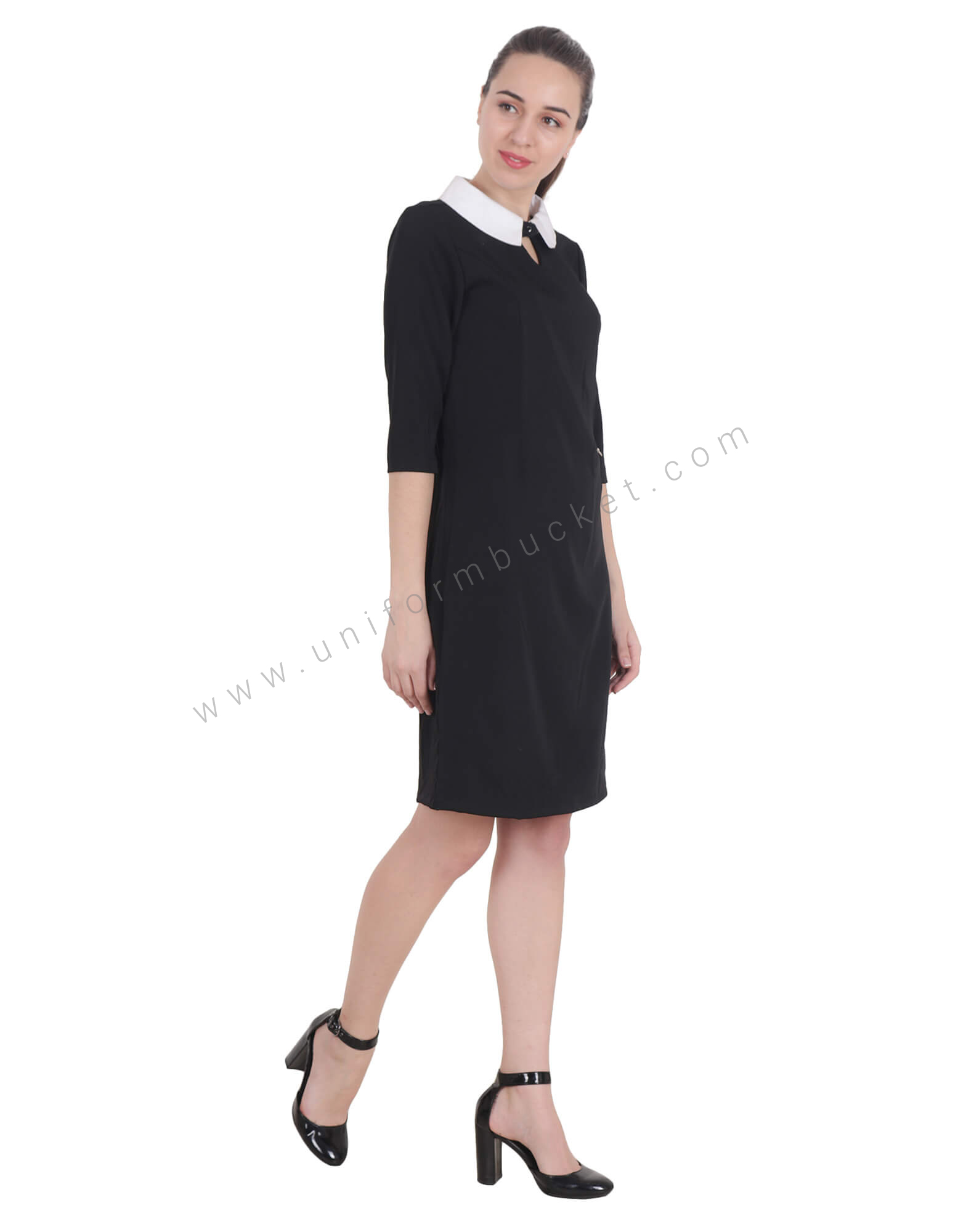 Formal Black Dress With Non-Functional pocket Zip view 1