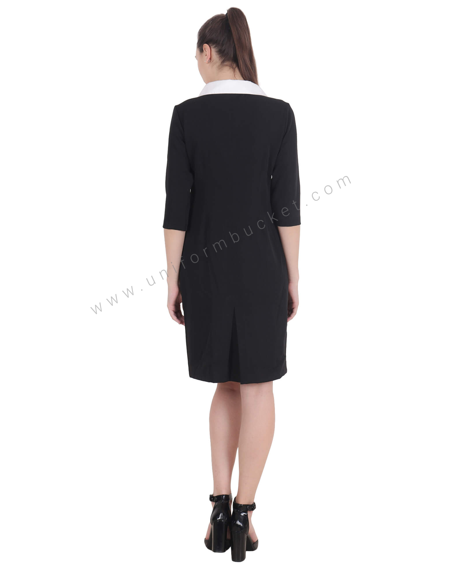 Formal Black Dress With Non-Functional pocket Zip thumbnail 3