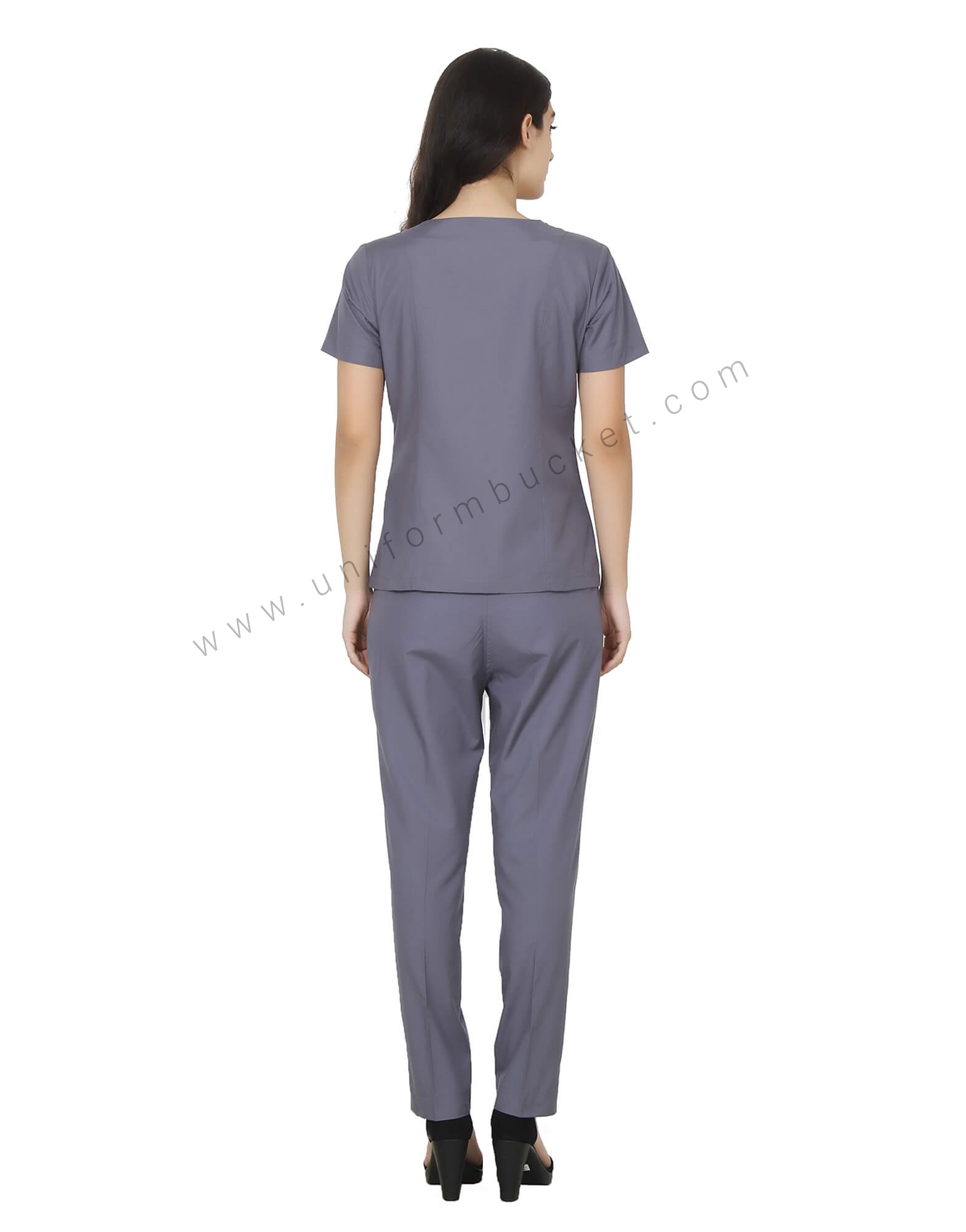 V Neck Grey Top With Front Slit thumbnail 3