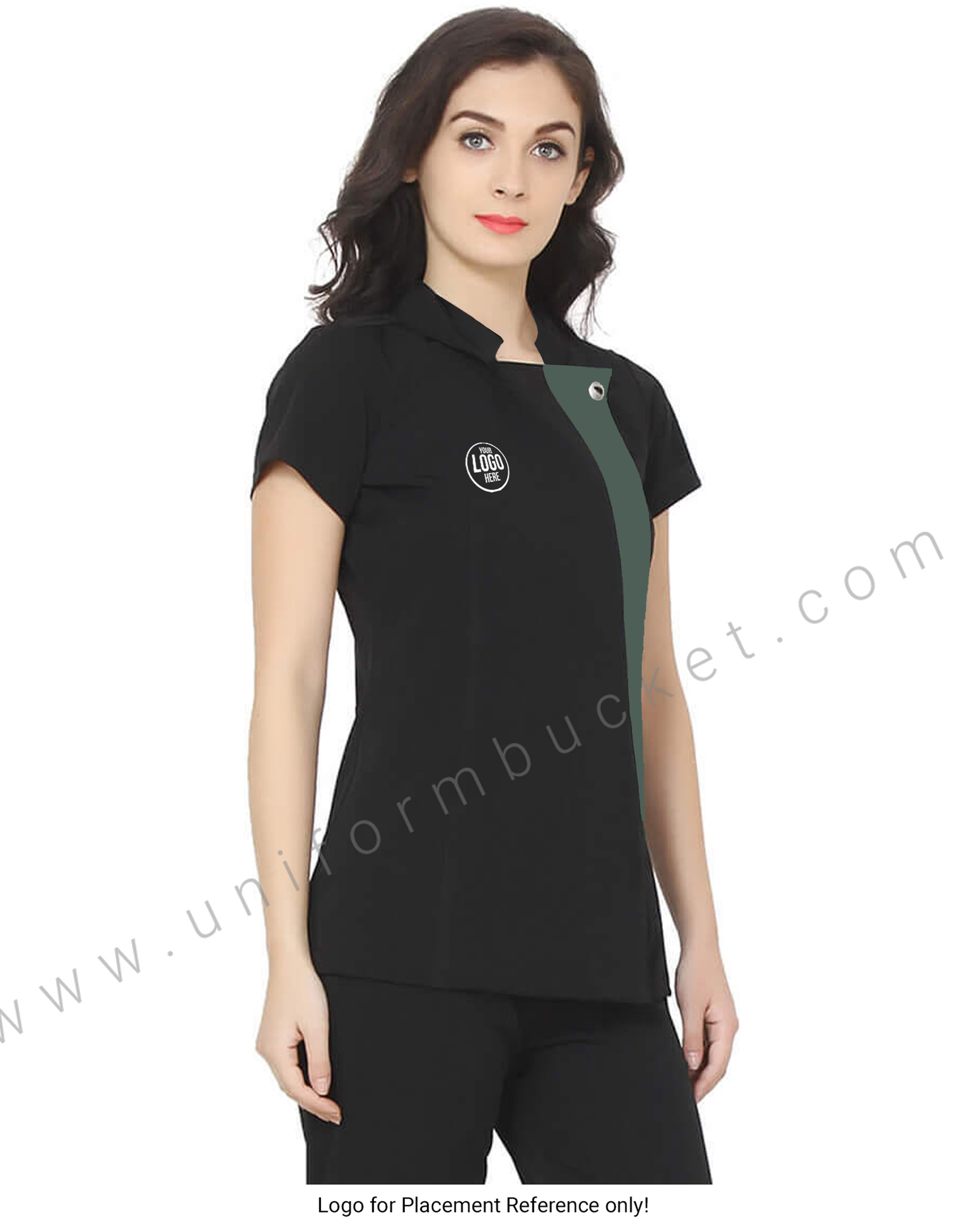 Single Button Black Tunic With Green Trim thumbnail 5