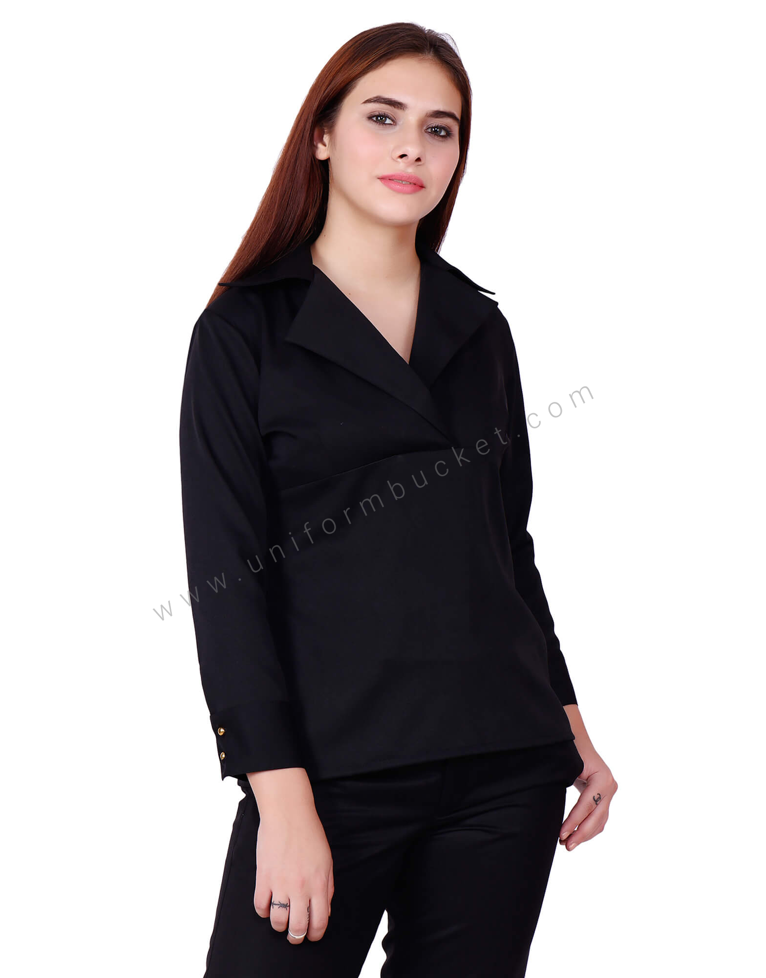 Broad collar Formal Black Top view 1