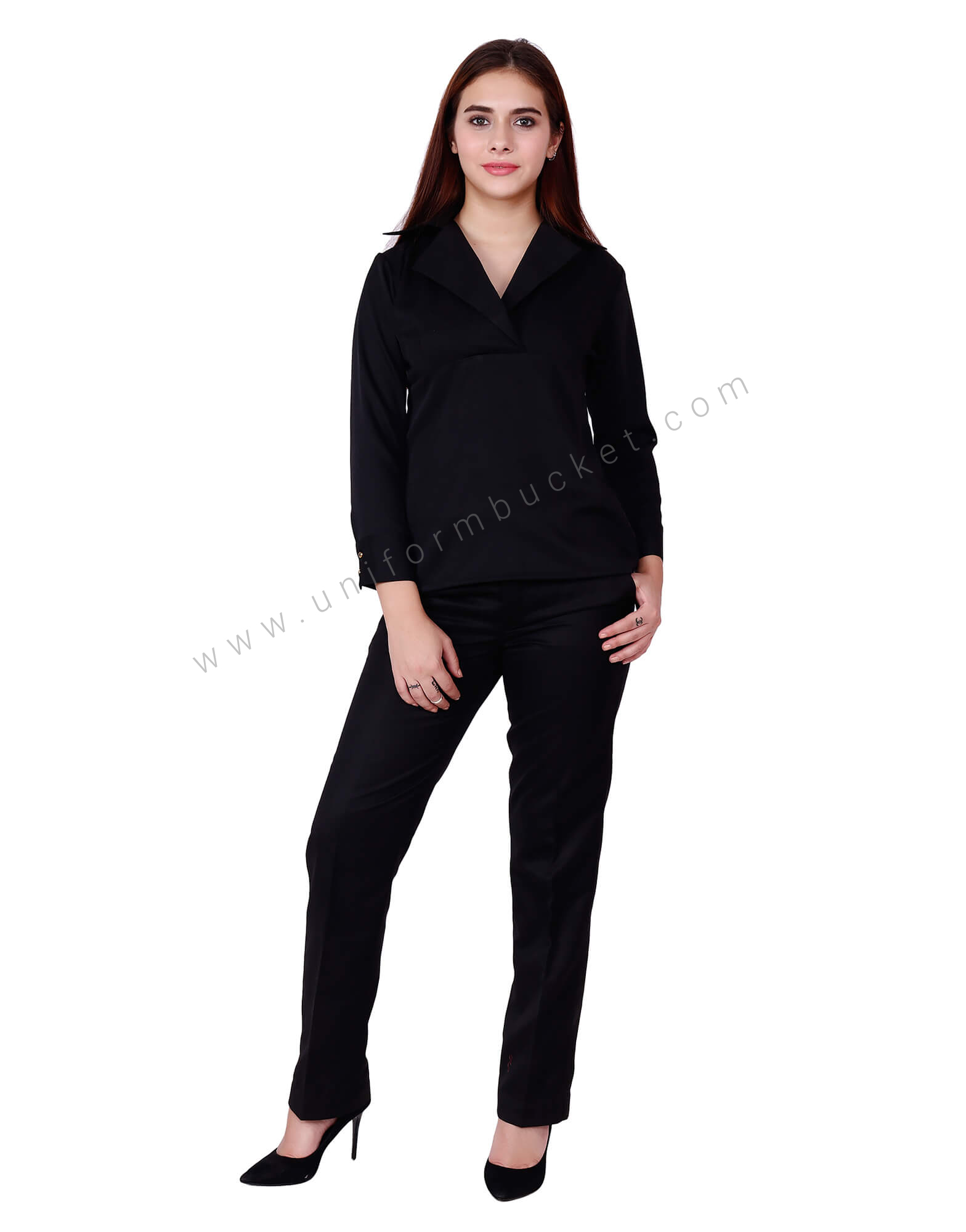 Broad collar Formal Black Top thumbnail 3