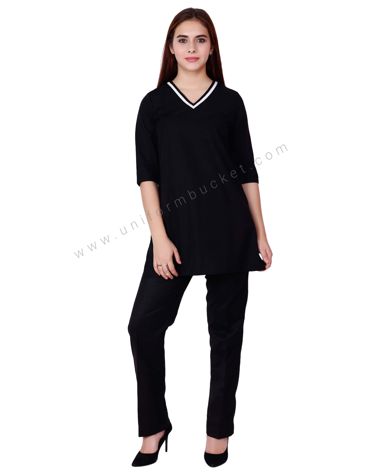 V Neck Formal Black Tunic thumbnail 3