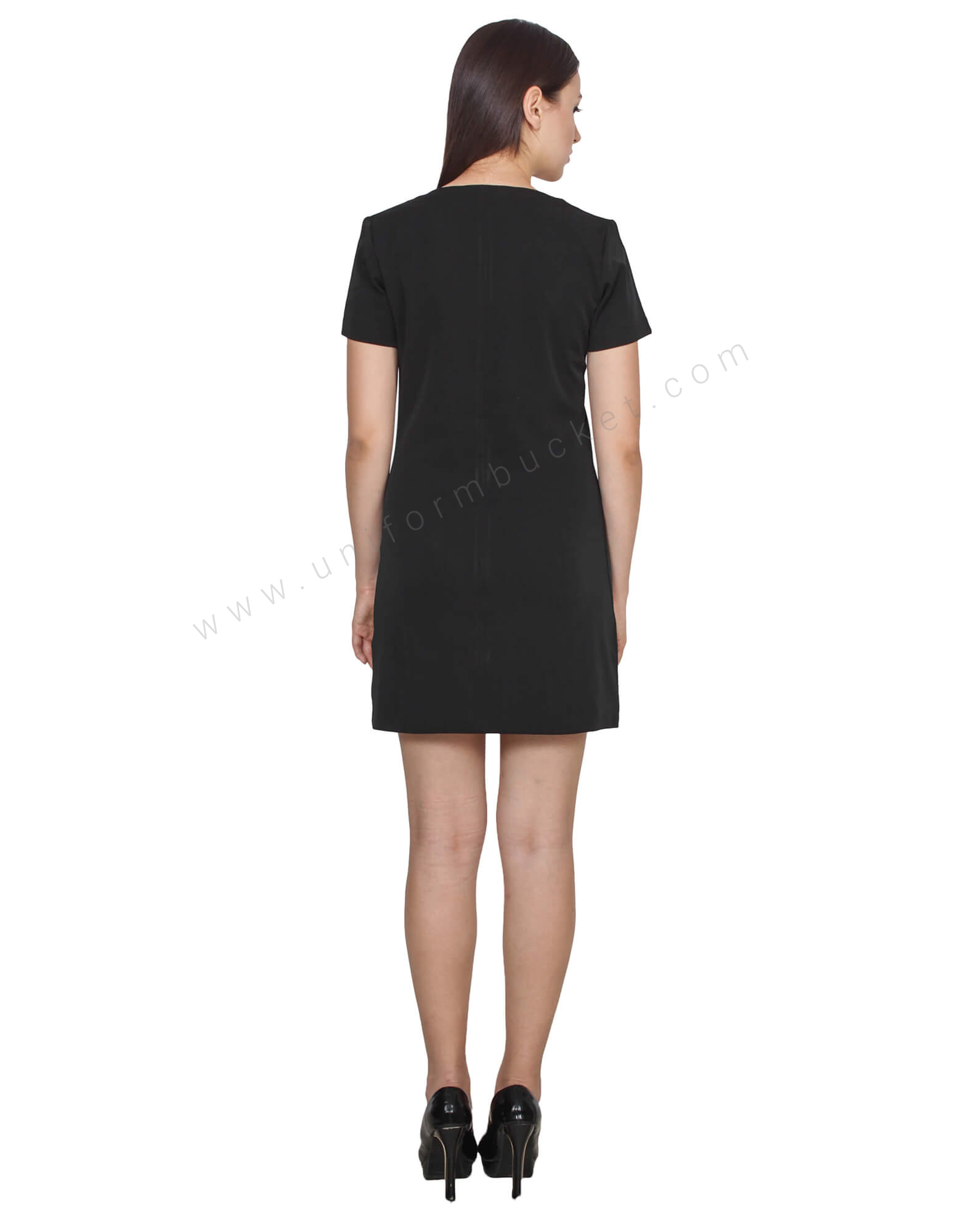 Black Dress With Single Breasted Side Zip thumbnail 3