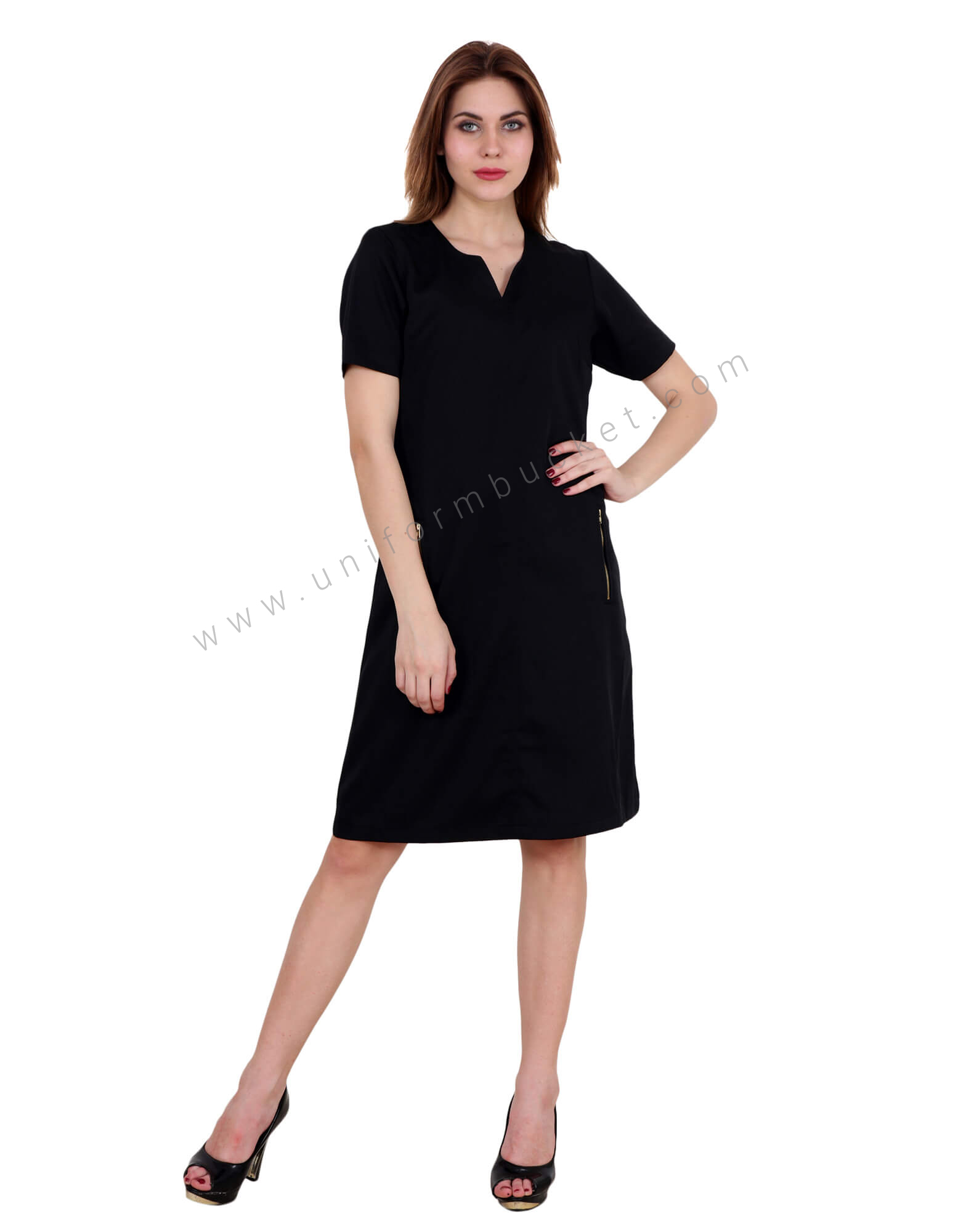 Sweetheart Neck Dress With Slash Zip  Pockets thumbnail 2