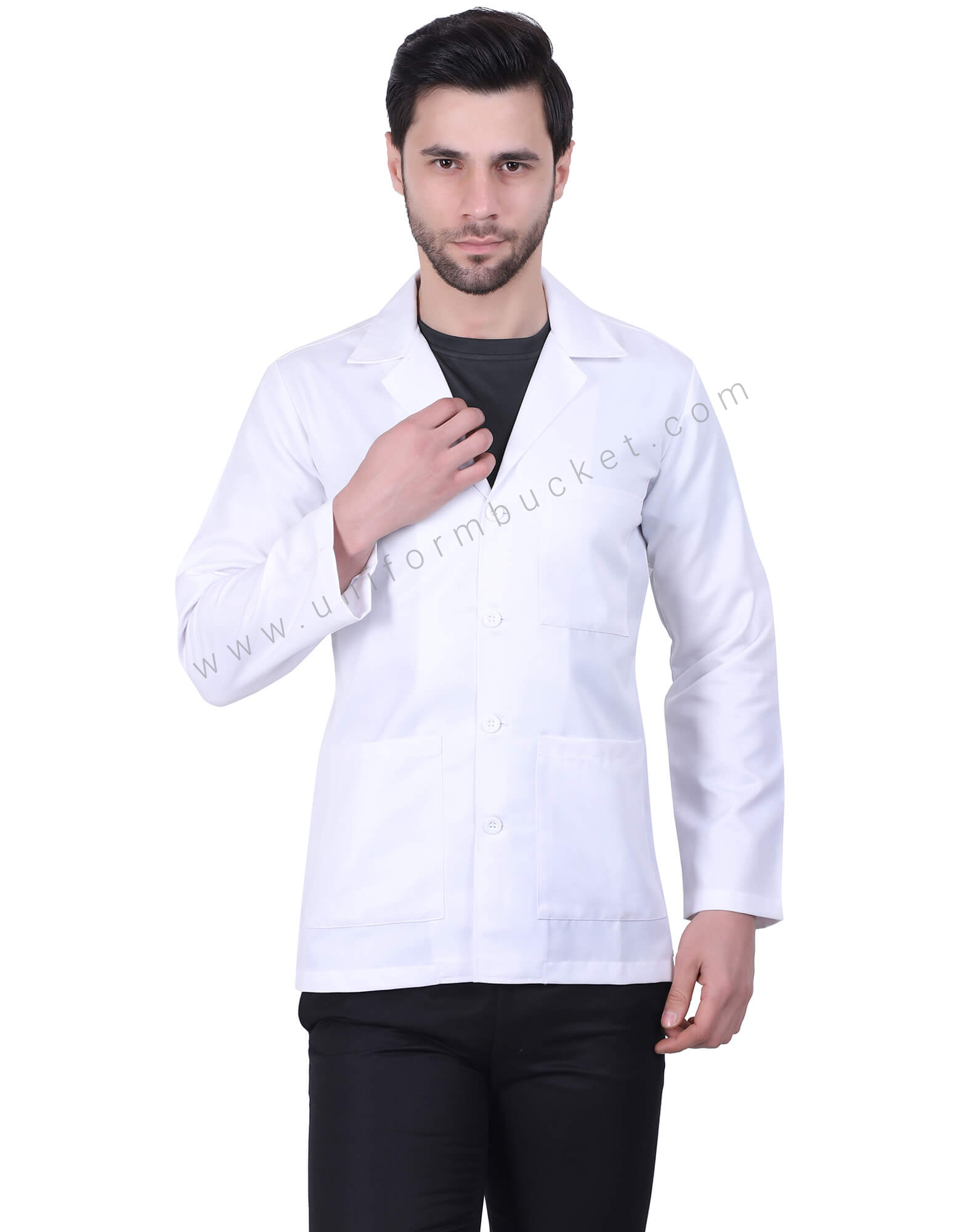 Four Button Notch Lapel Lab Coat thumbnail 2