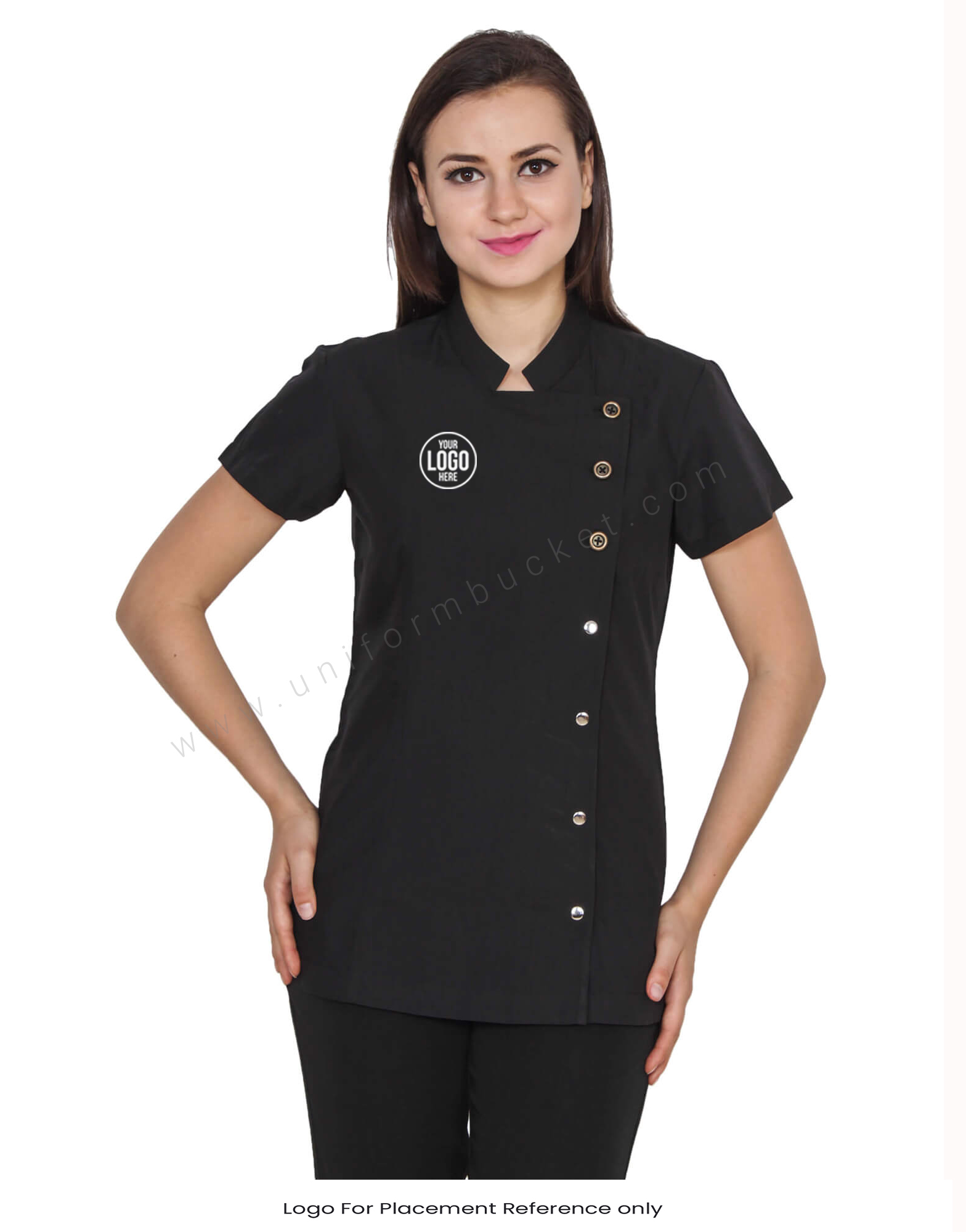 Side Button Down Formal Black Tunic thumbnail 4