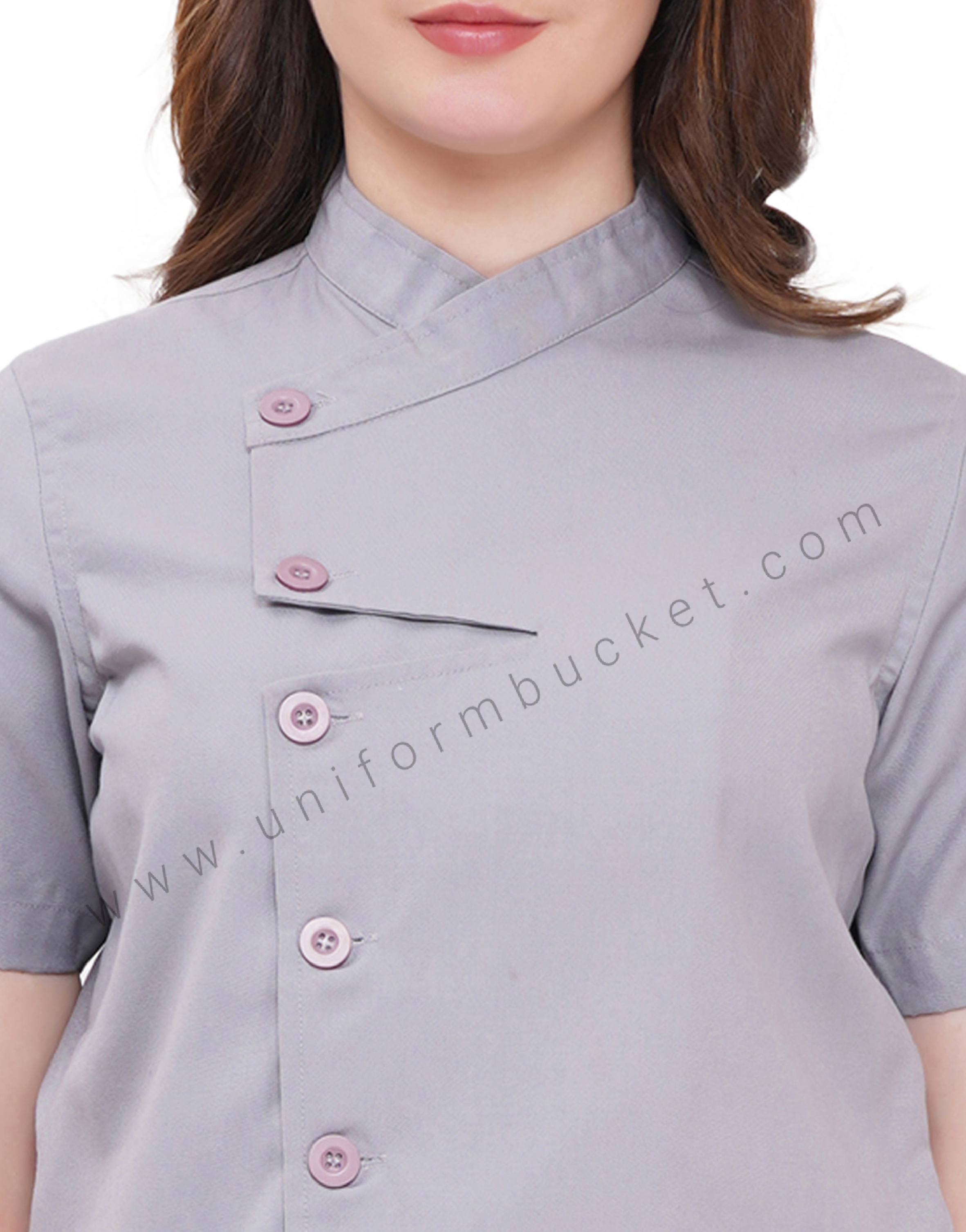 FRONT ZIG ZAG  HALF SLEEVE FEMALE  CHEF COAT thumbnail 4