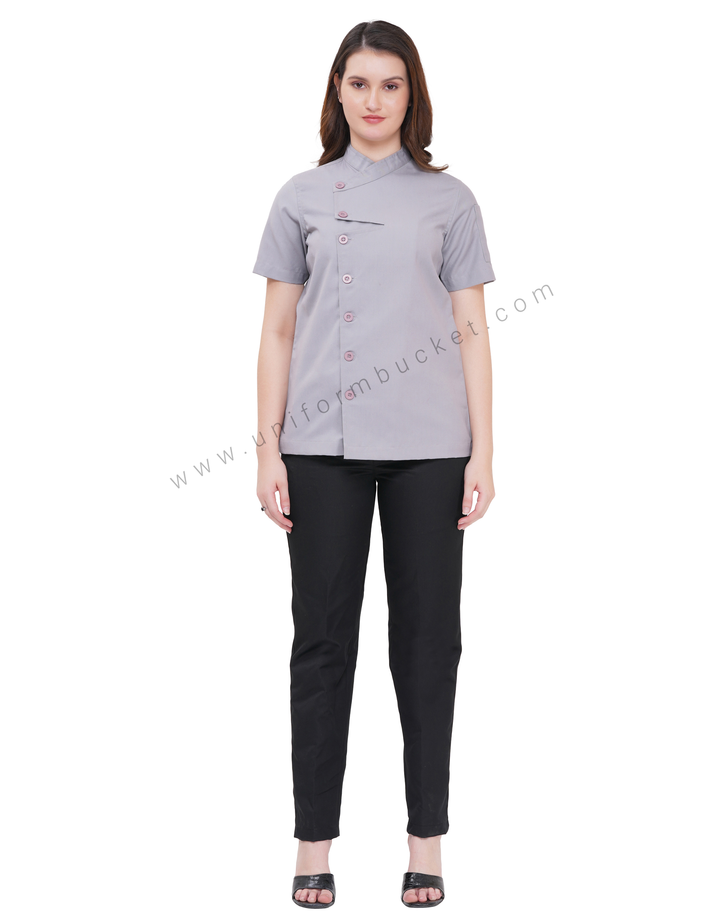 FRONT ZIG ZAG  HALF SLEEVE FEMALE  CHEF COAT thumbnail 6