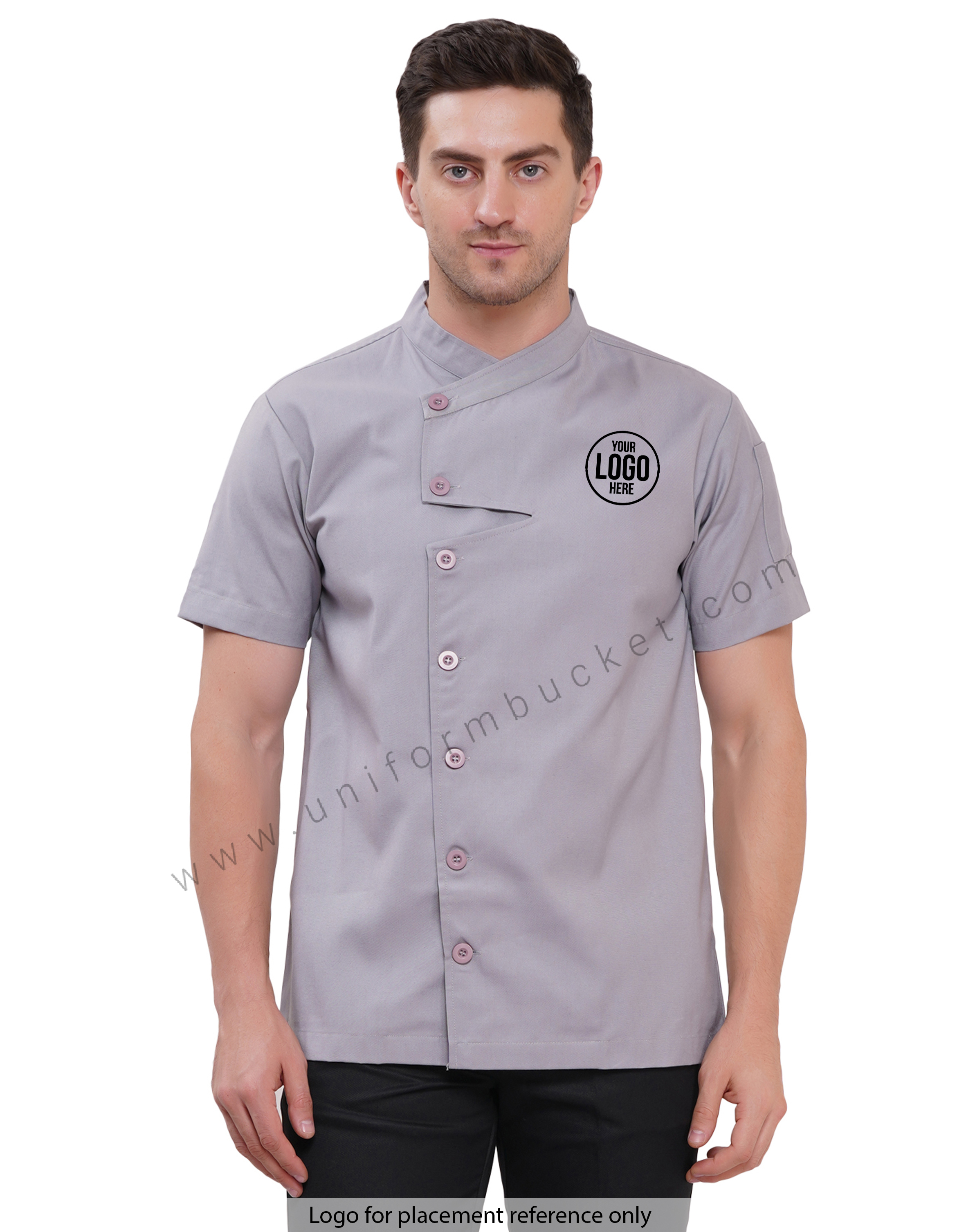 FRONT ZIG ZAG  HALF SLEEVE MALE  CHEF COAT view 1