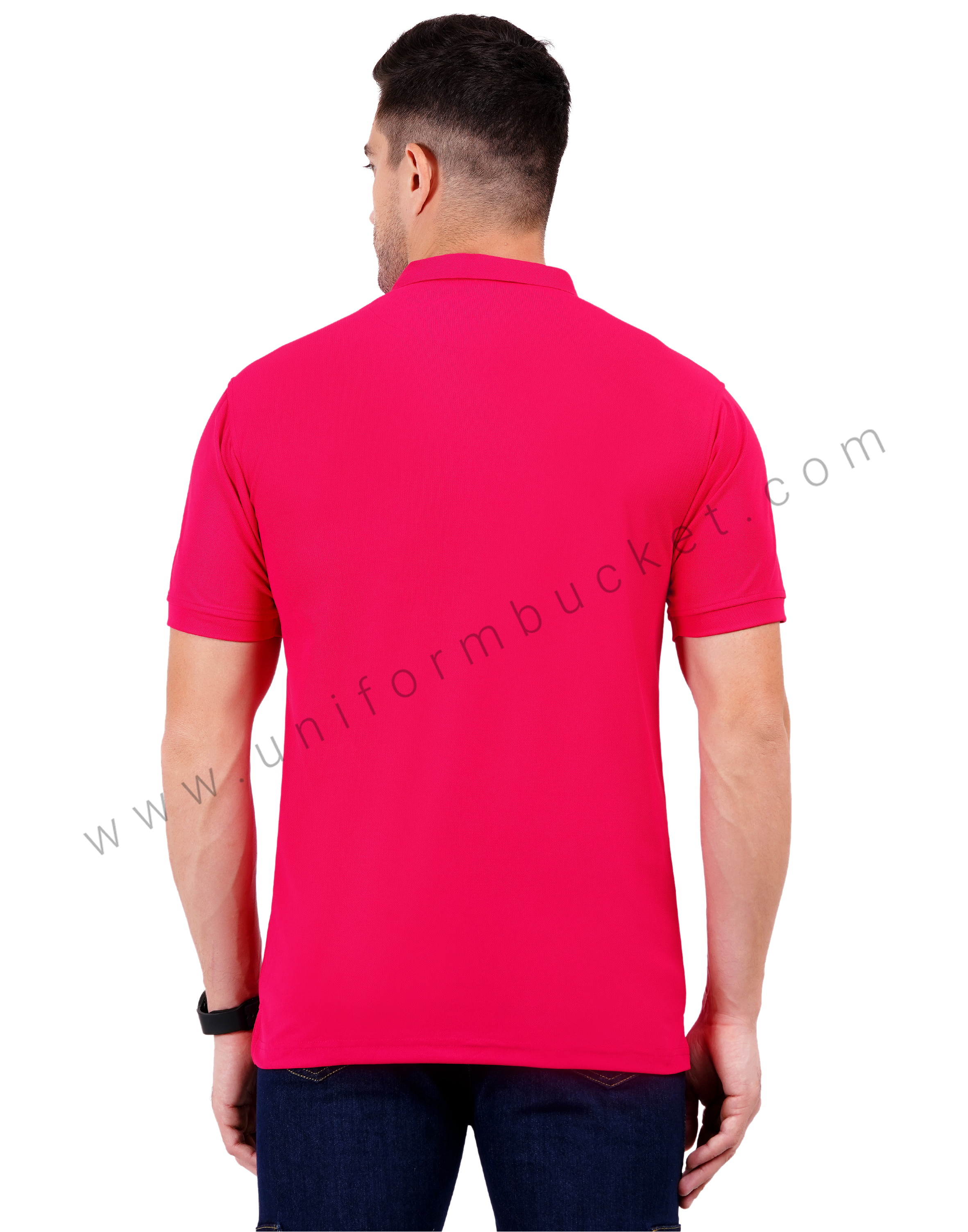 Fuchsia zipper polo T-shirt thumbnail 3