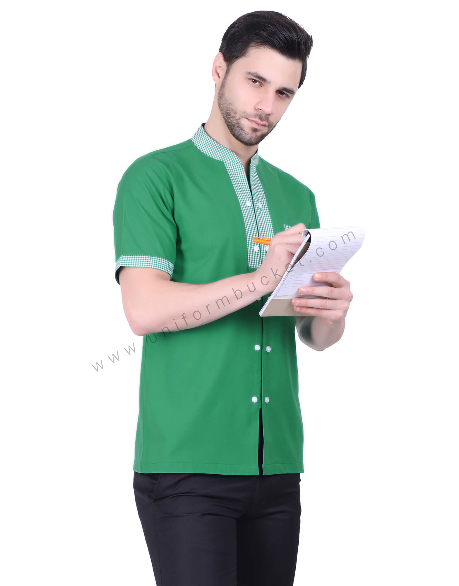 Green Shirt With Double Placket Button thumbnail 2