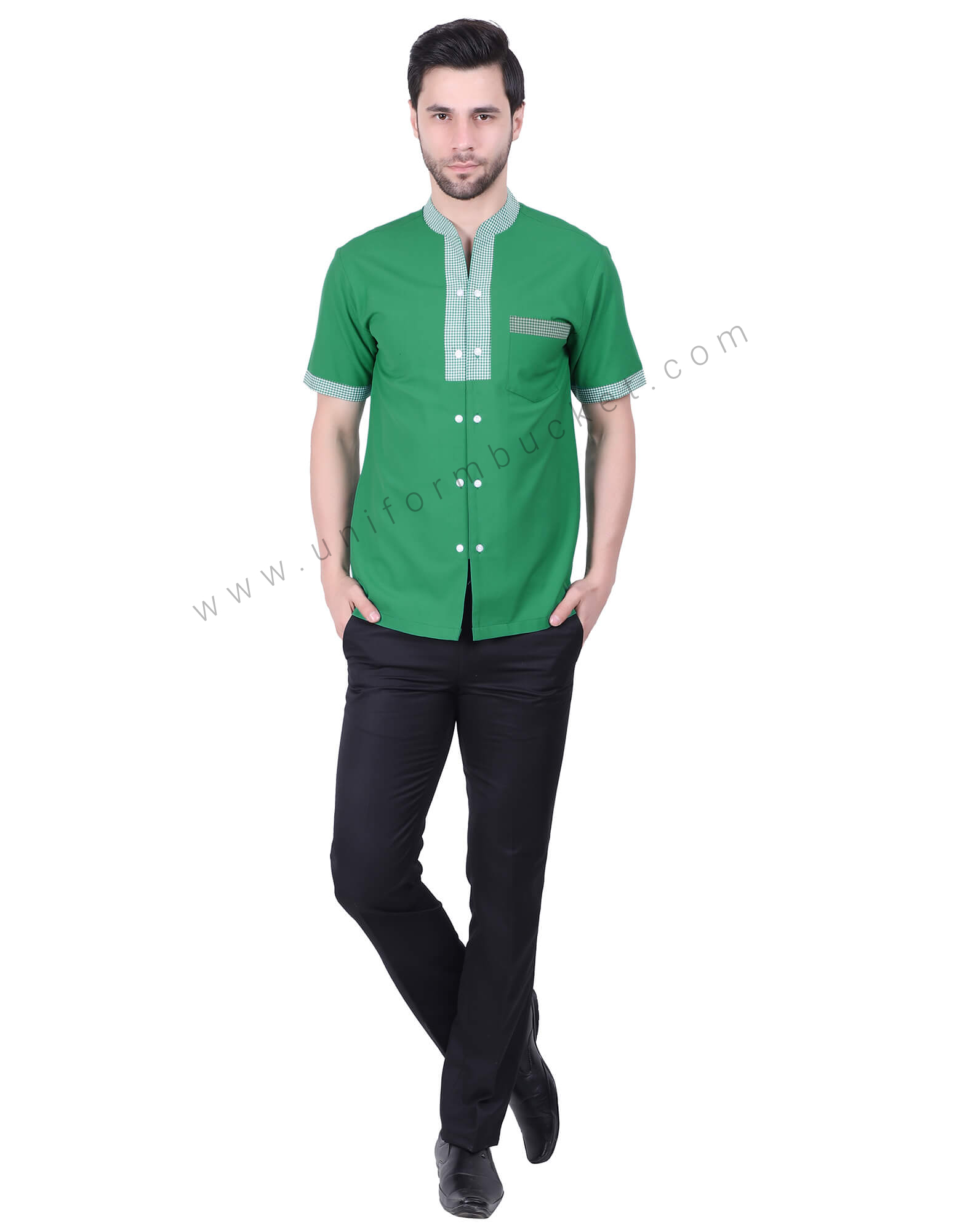 Green Shirt With Double Placket Button thumbnail 4