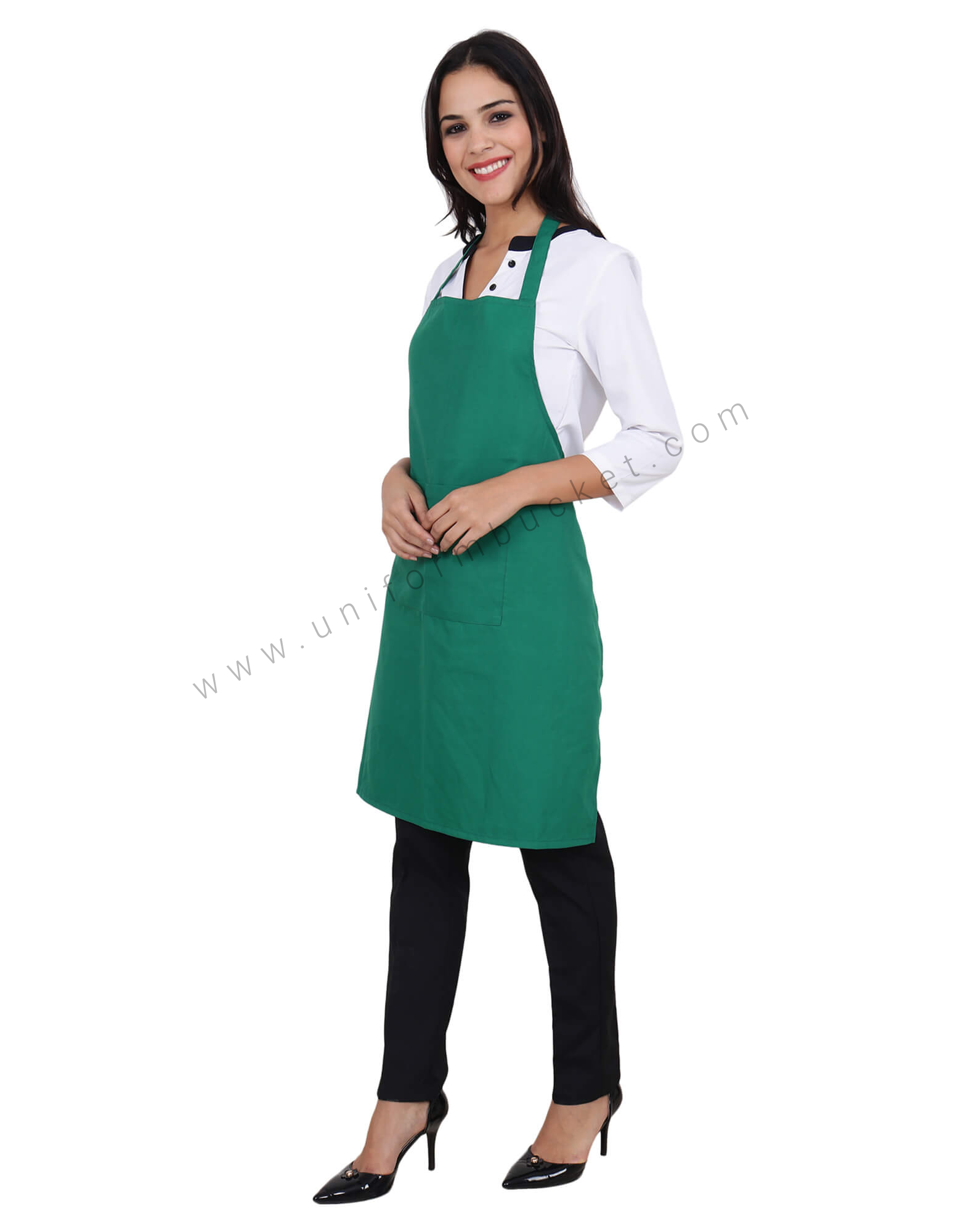 Front Pocket Green Bib Apron thumbnail 2