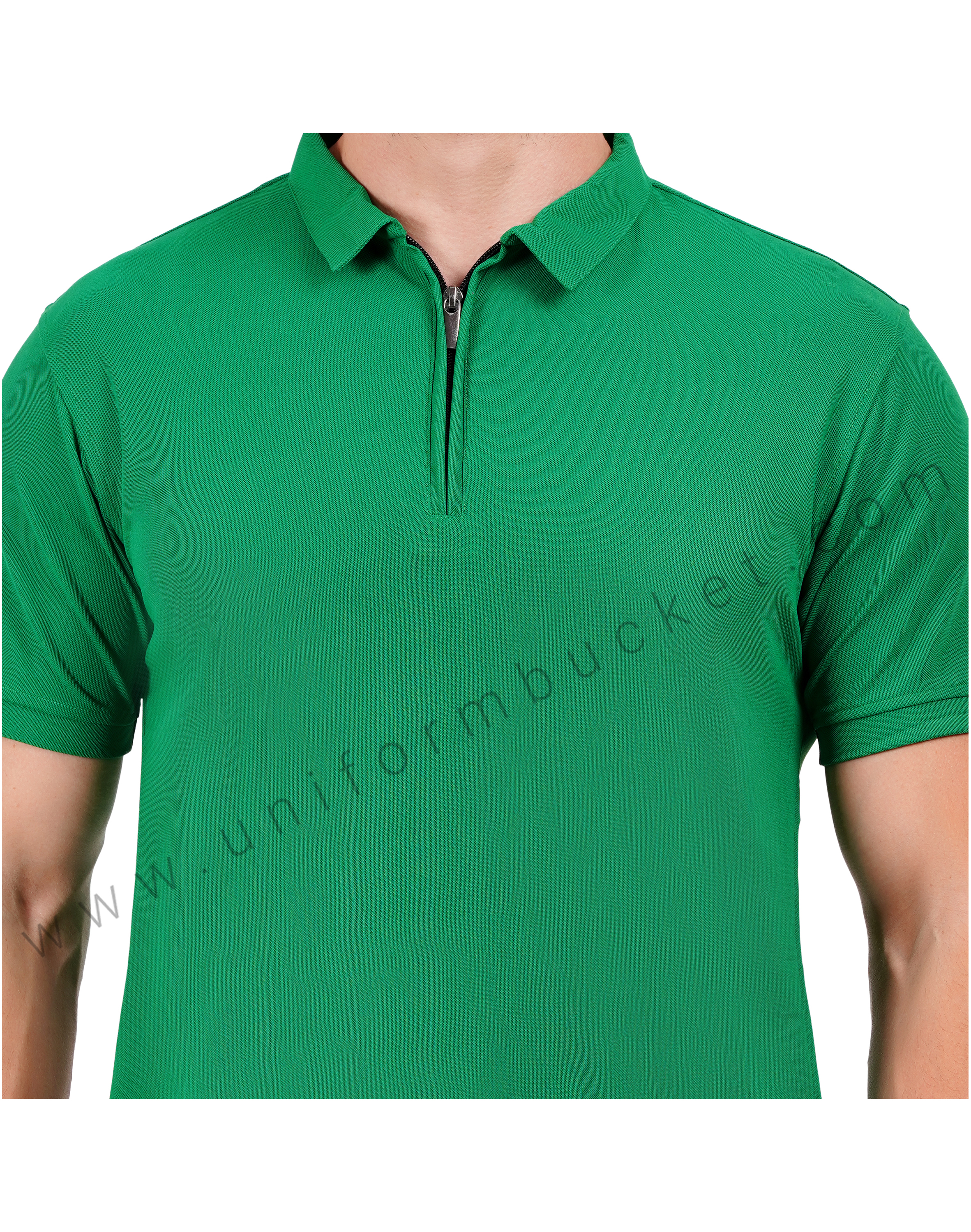 Green zipper polo T-shirt thumbnail 3