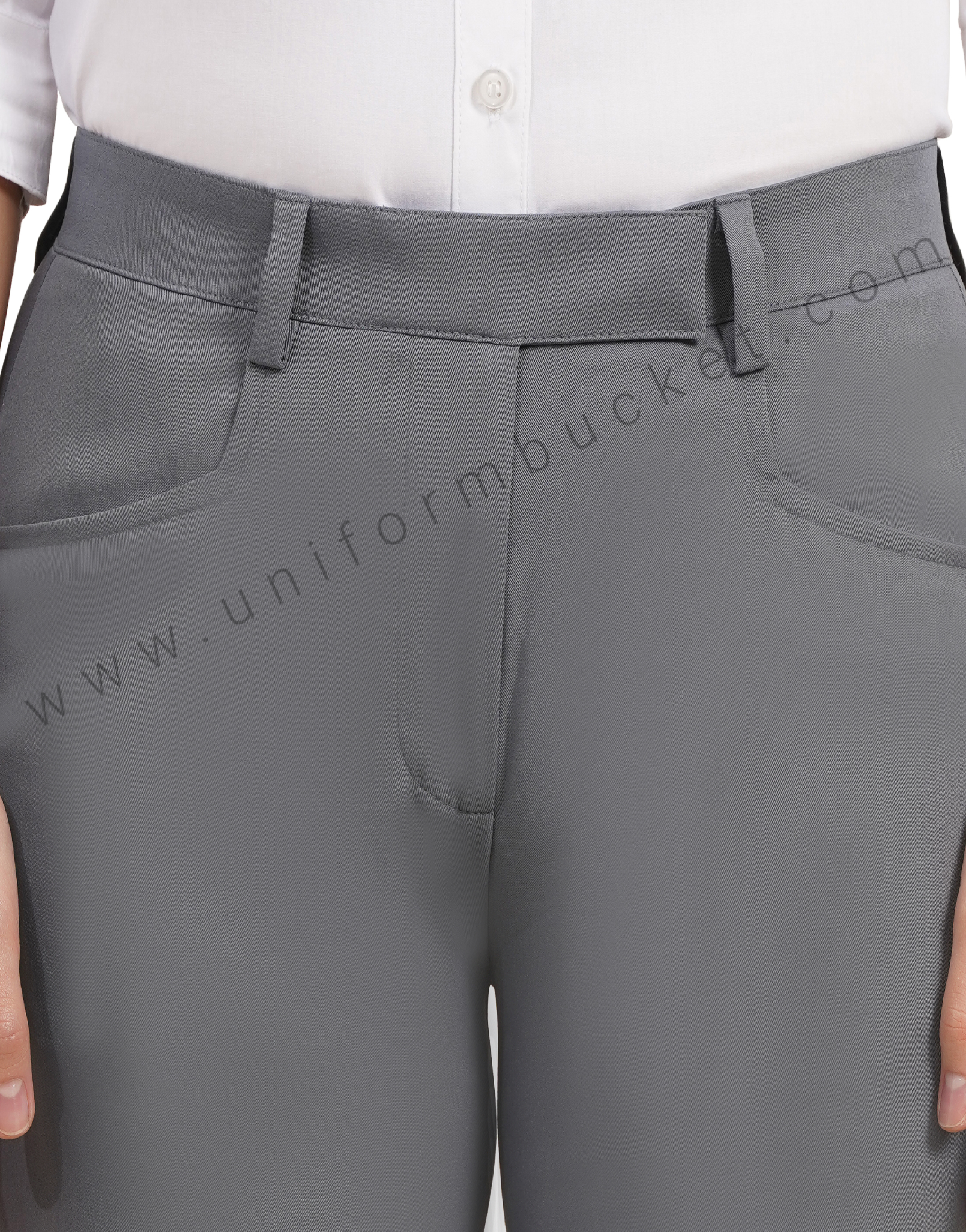 grey bell bottom trouser with closed pant pocket thumbnail 4