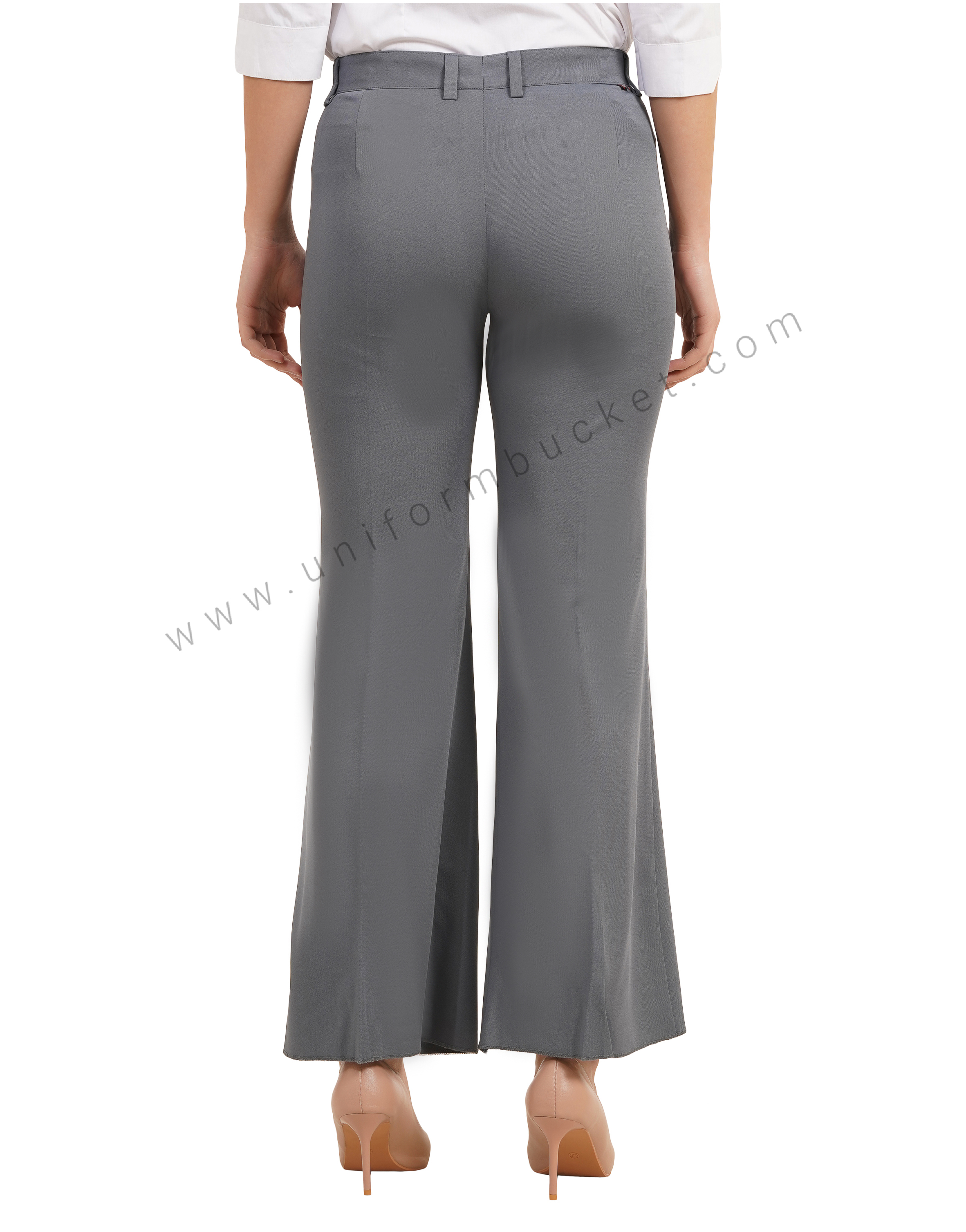 grey bell bottom trouser with closed pant pocket thumbnail 5