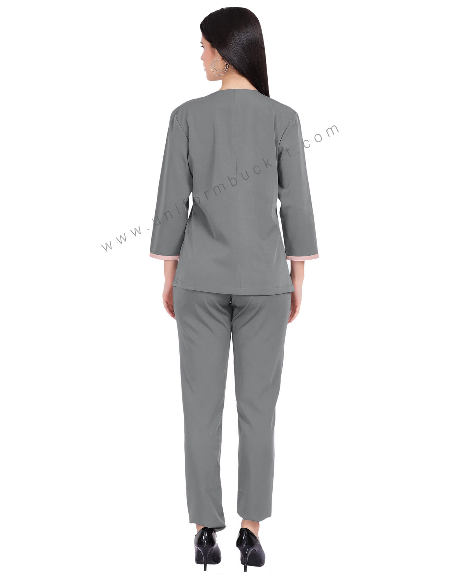 GREY DESIGNER TUNIC WITH PINK PIPING thumbnail 5