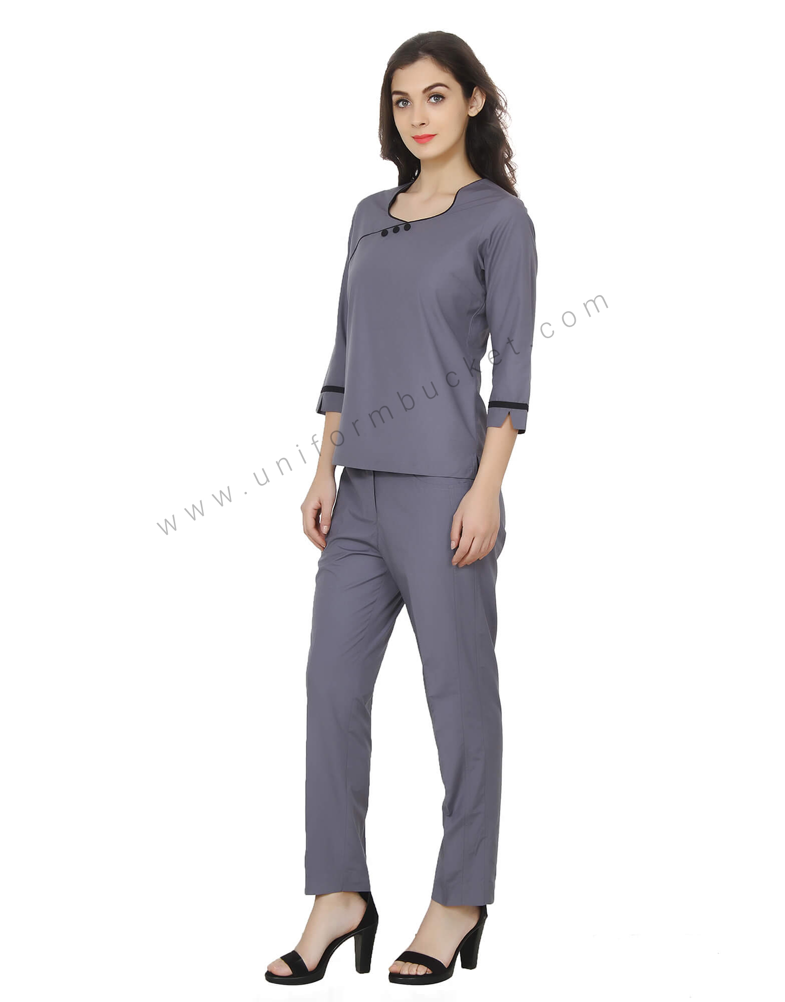 Grey Formal Top With Notched Sleeves view 1