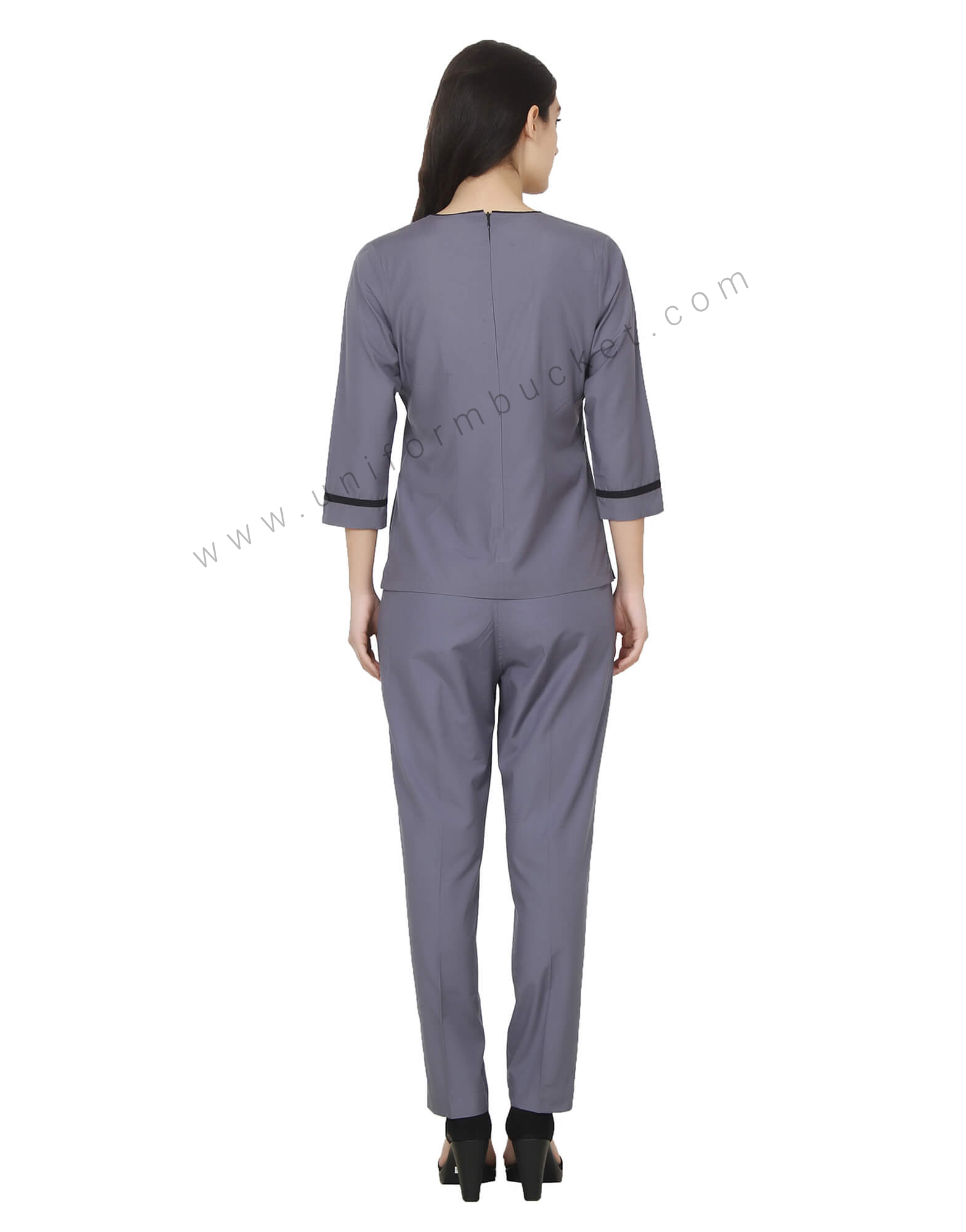 Grey Formal Top With Notched Sleeves thumbnail 3