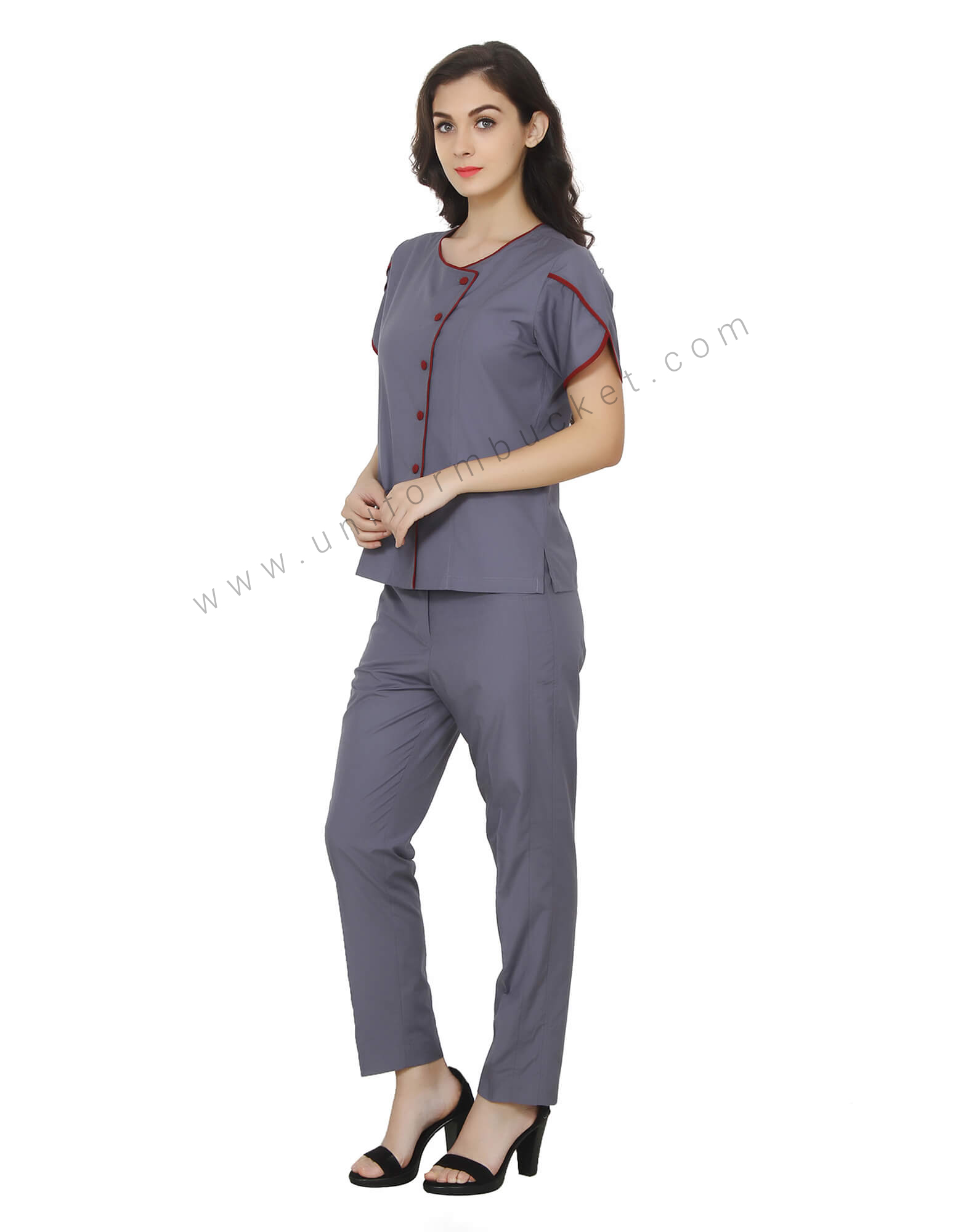 Grey Top With Half Petal Sleeves view 1