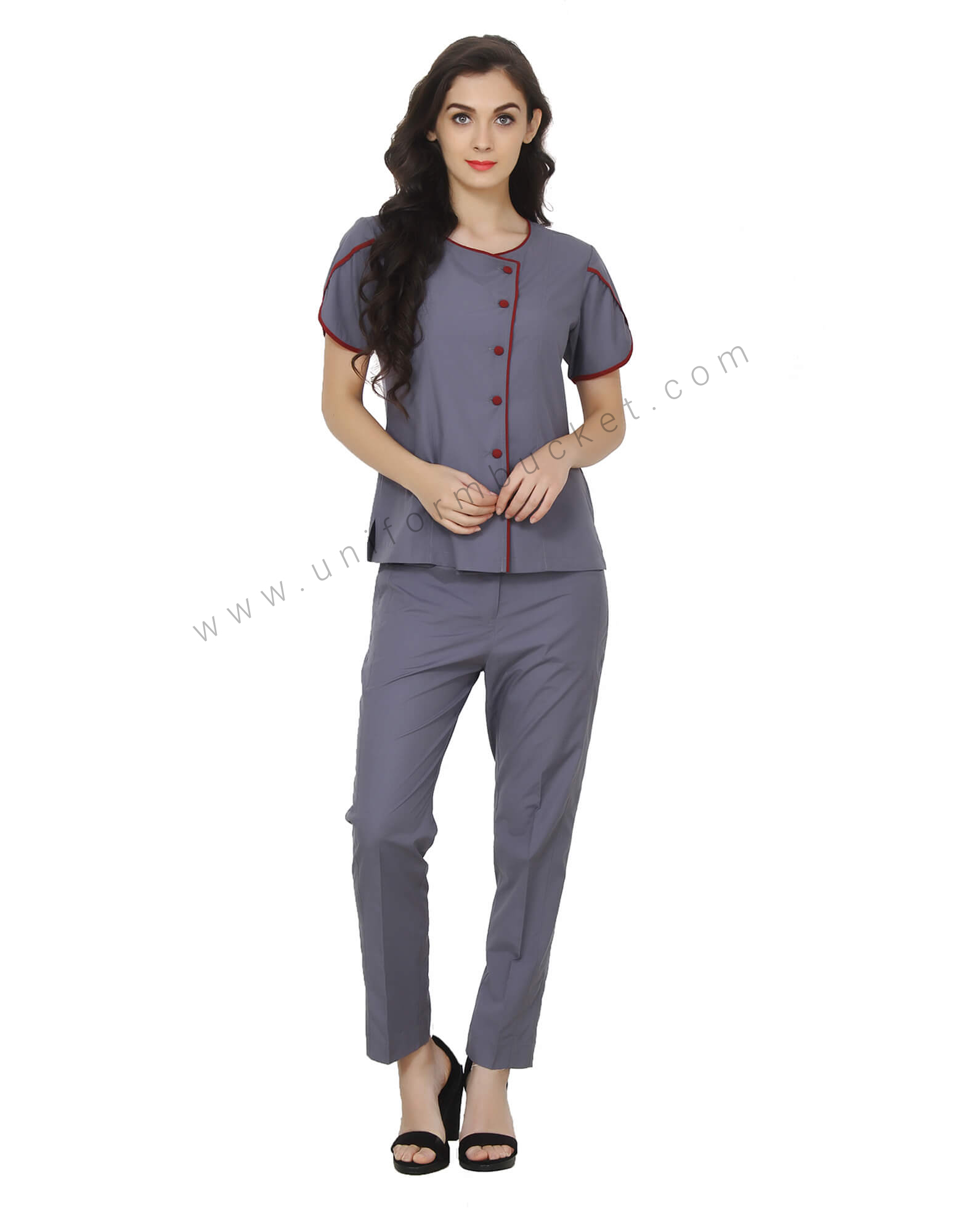 Grey Top With Half Petal Sleeves thumbnail 2