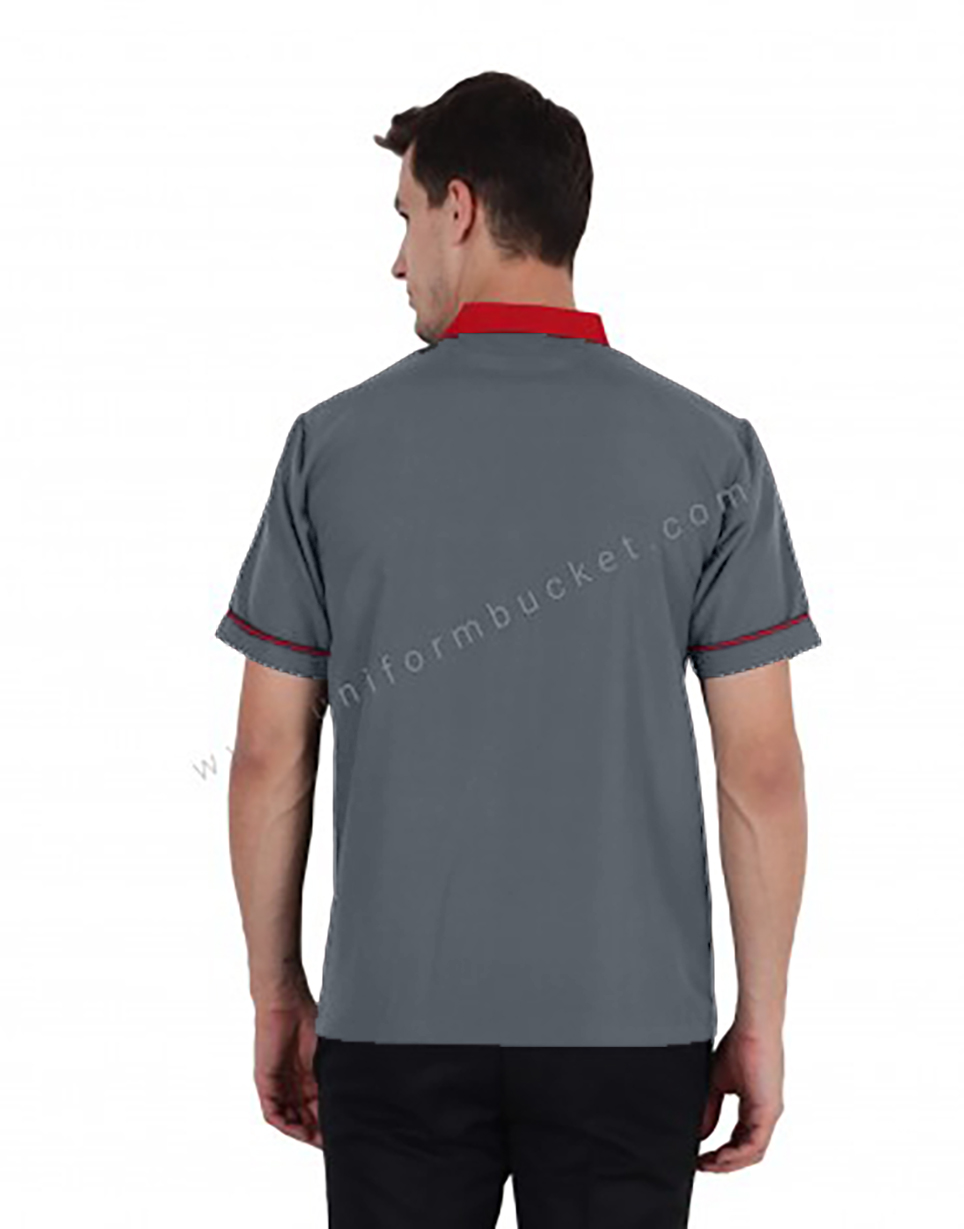 Light Charcoal Grey Shirt With Red Trims thumbnail 2