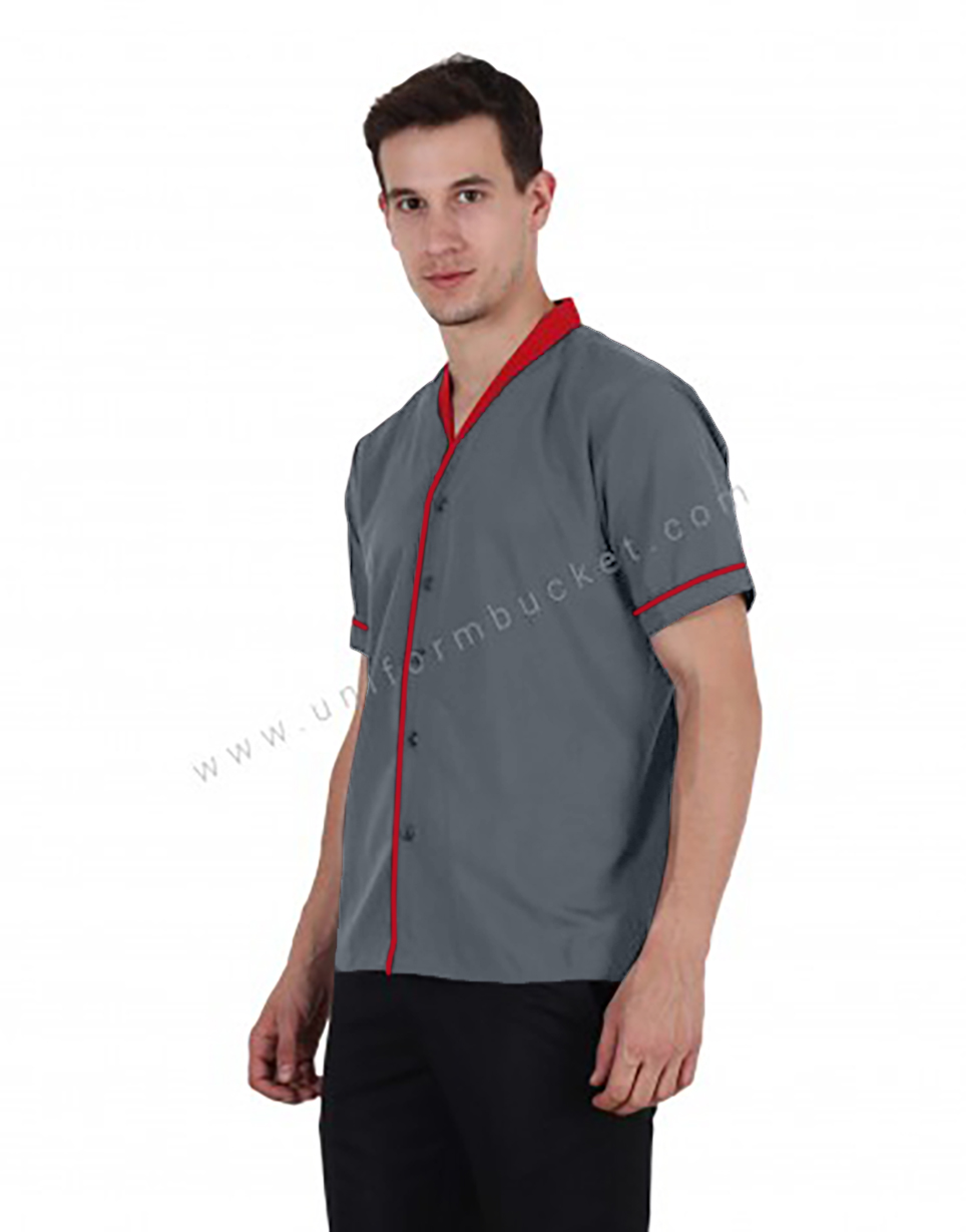 Light Charcoal Grey Shirt With Red Trims thumbnail 3