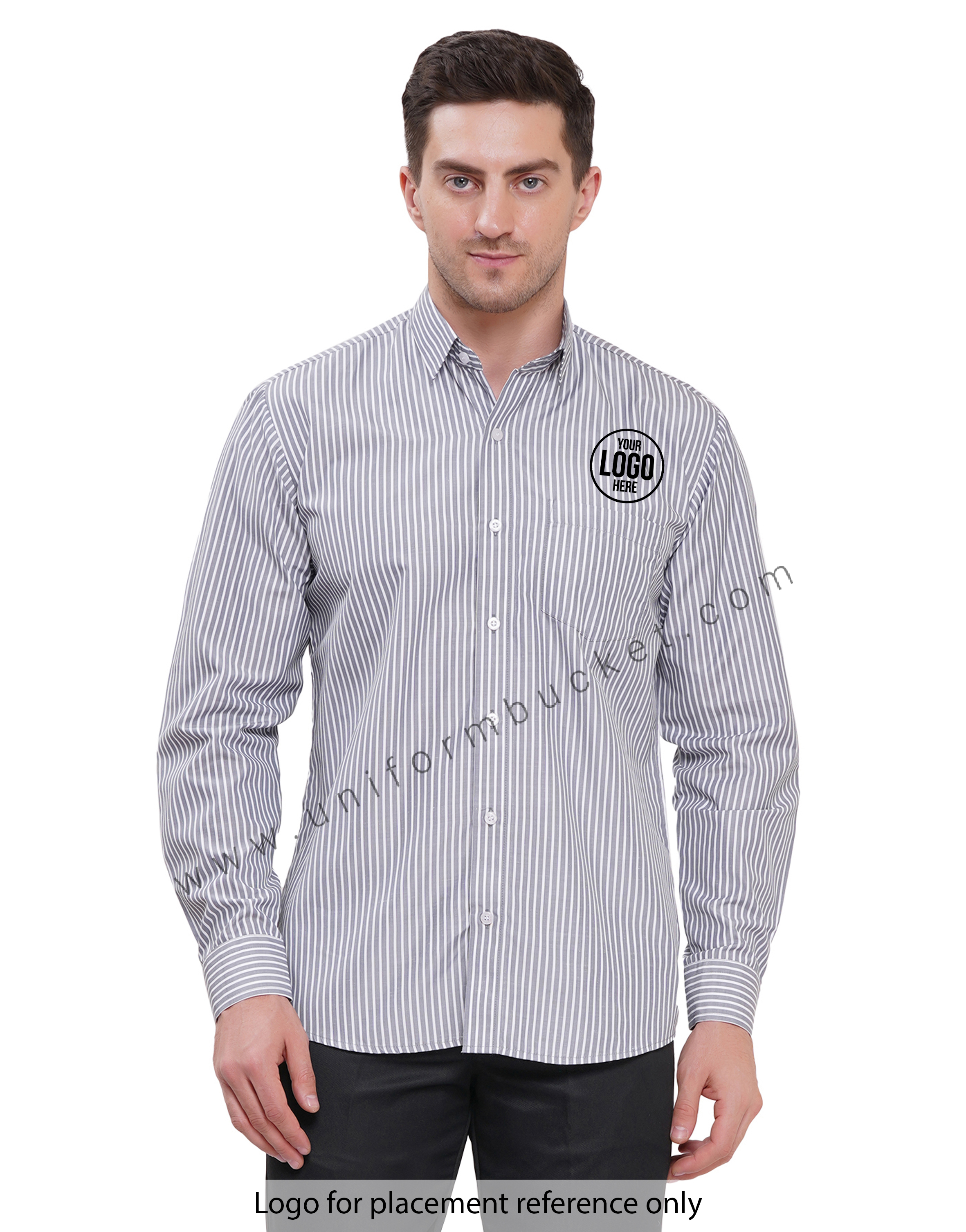 grey Lining male shirt with full sleeve one chest pocket view 1