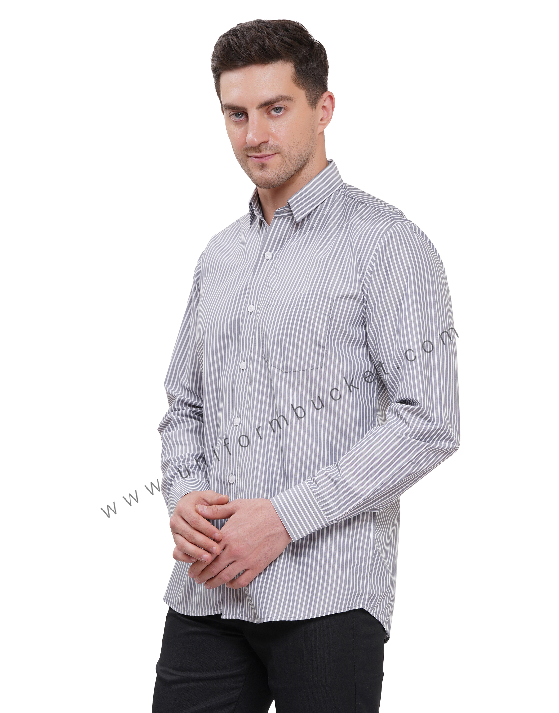 grey Lining male shirt with full sleeve one chest pocket thumbnail 3