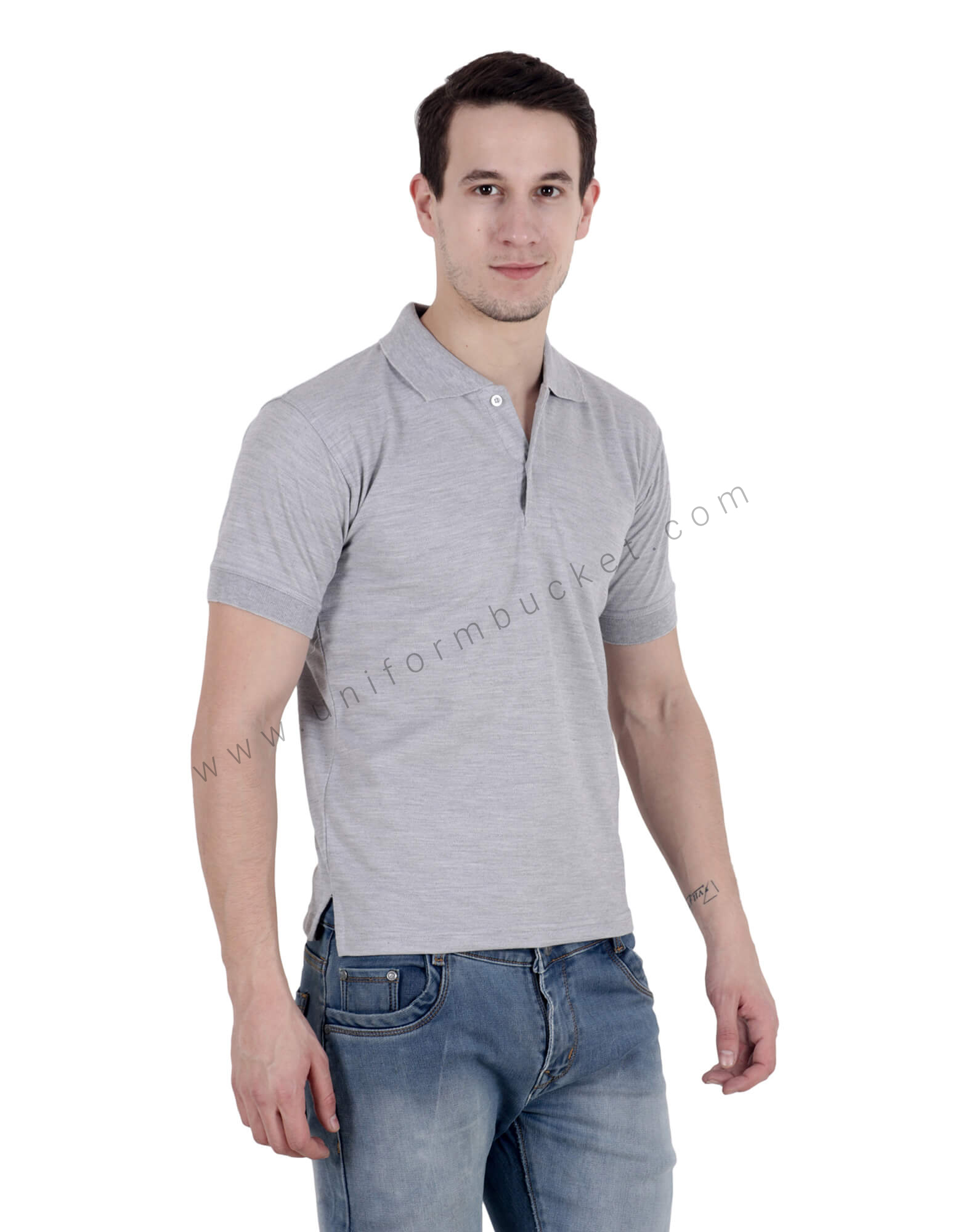 Grey Uniform Polo T- Shirt view 1