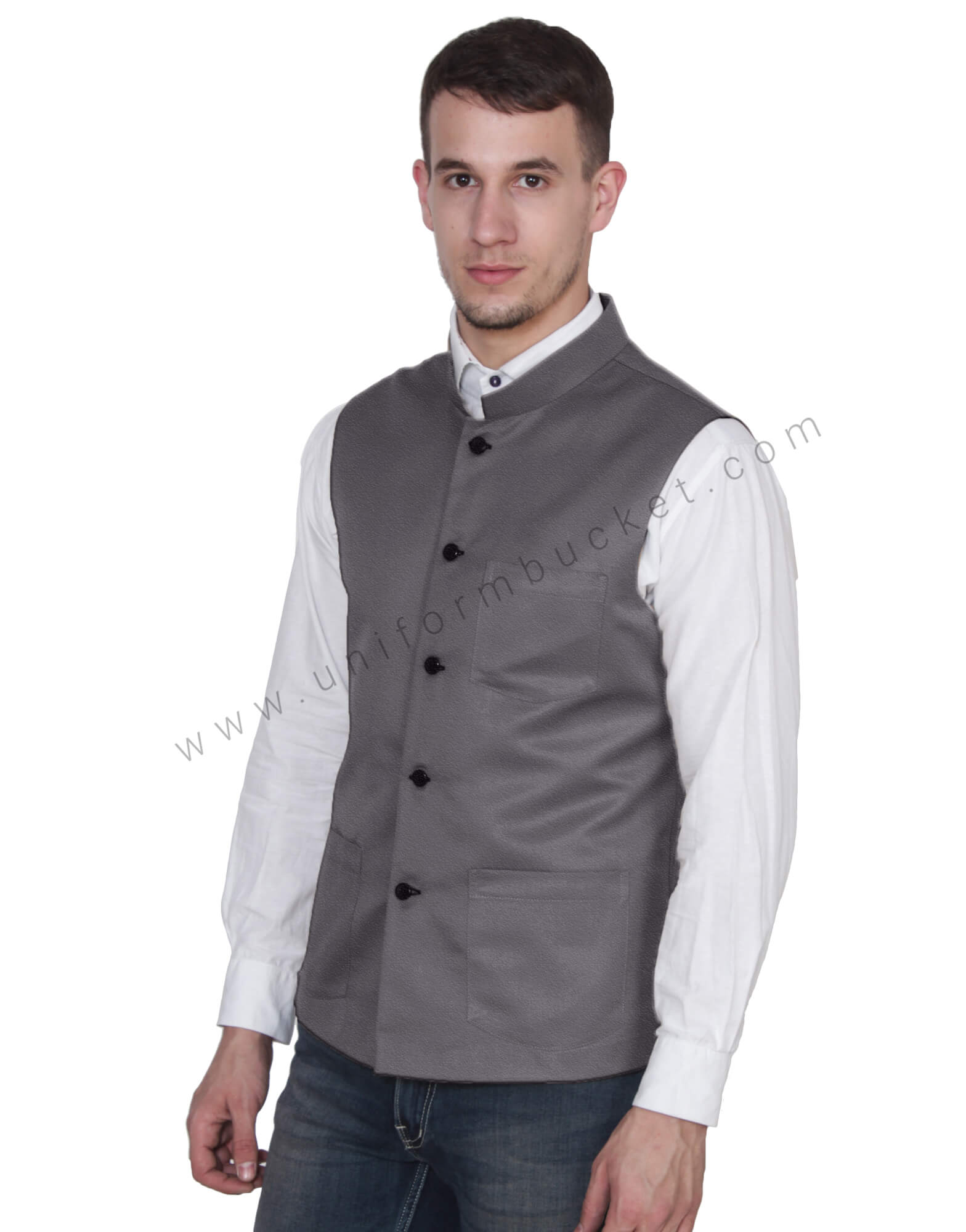 Grey Nehru Jacket For Men thumbnail 2