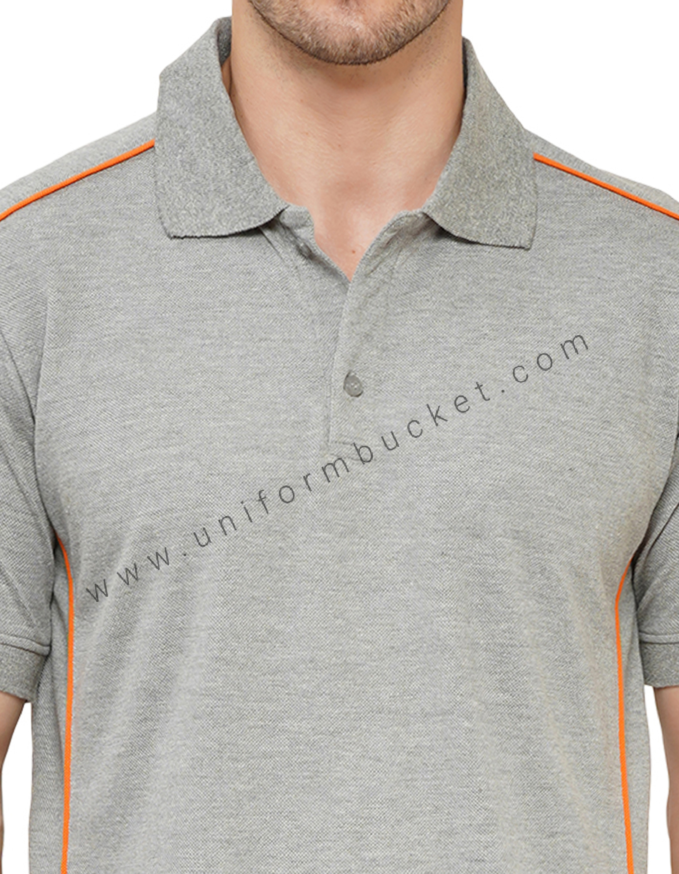 GREY POLO T-SHIRT WITH ORANGE PIPING thumbnail 6