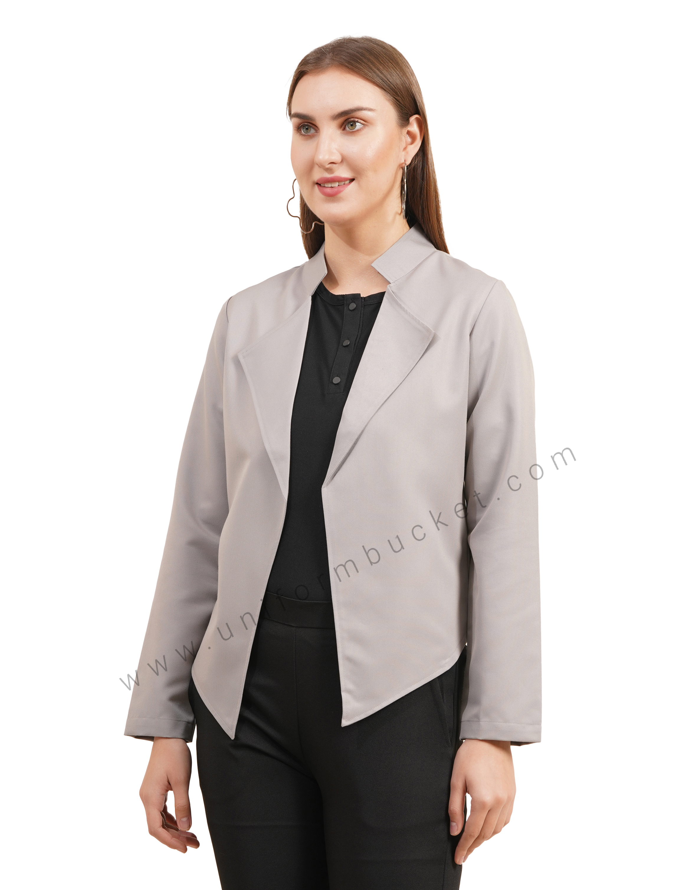 Grey Shawl Collar Workwear  Female Blazer thumbnail 2