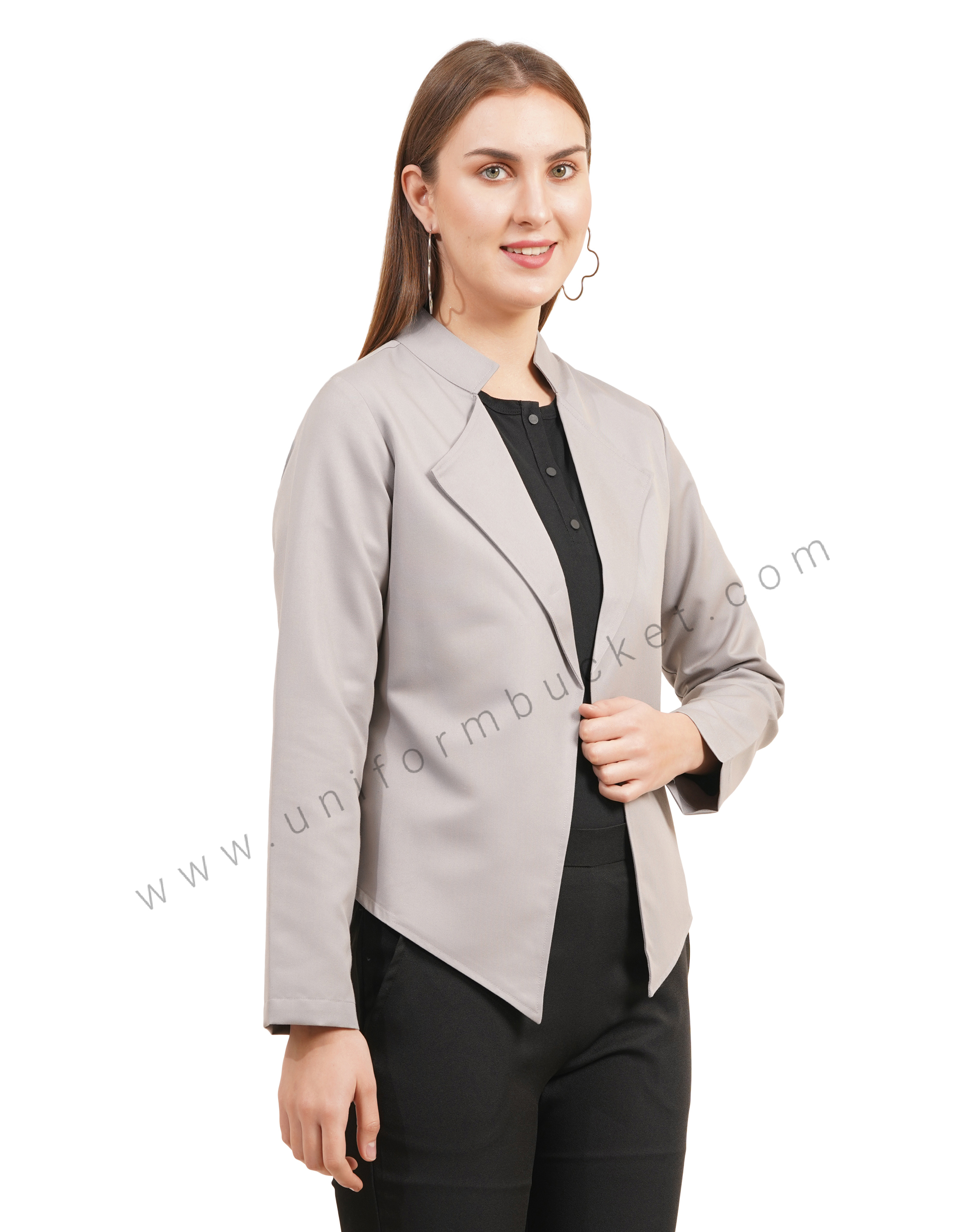 Grey Shawl Collar Workwear  Female Blazer thumbnail 3