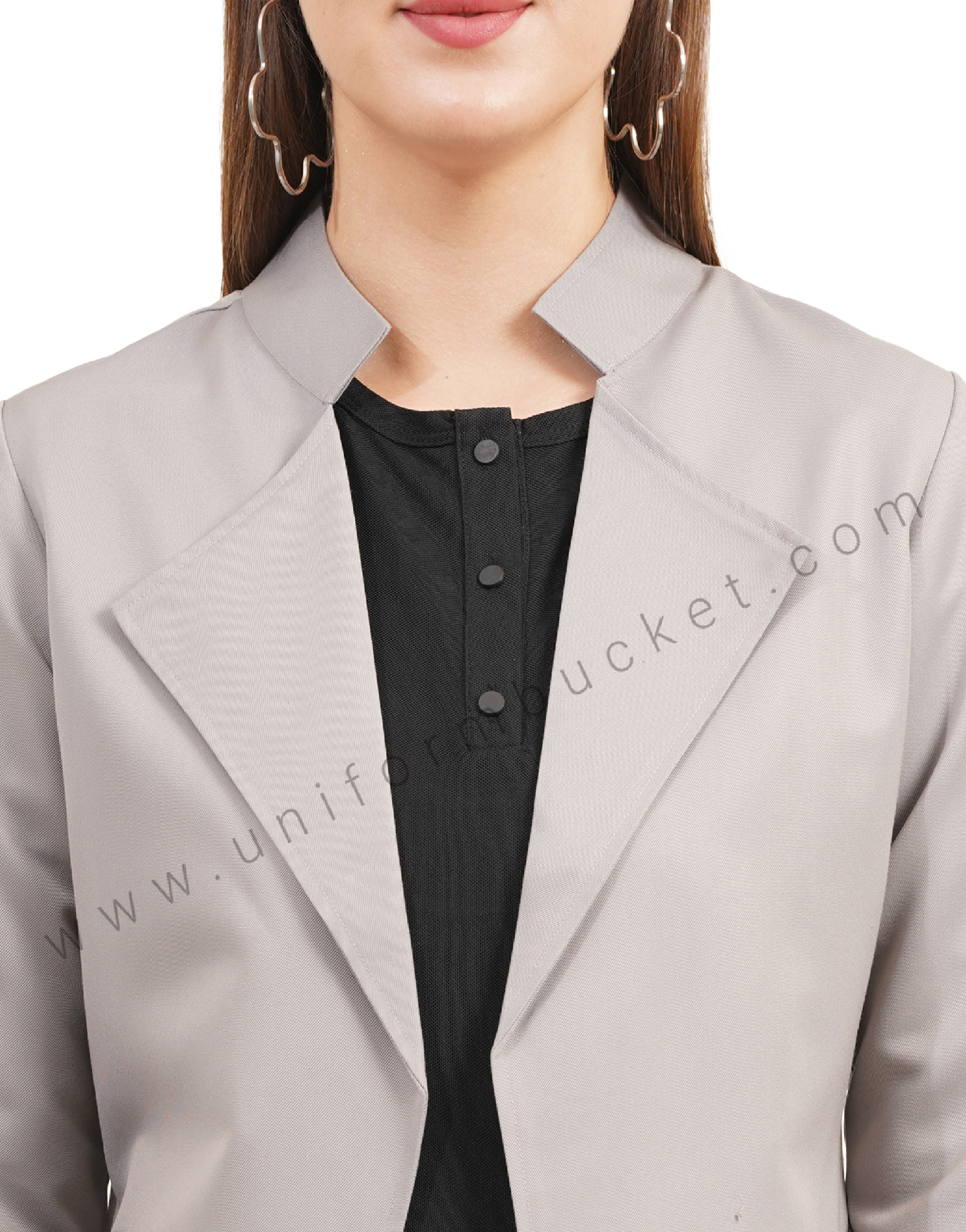 Grey Shawl Collar Workwear  Female Blazer thumbnail 6
