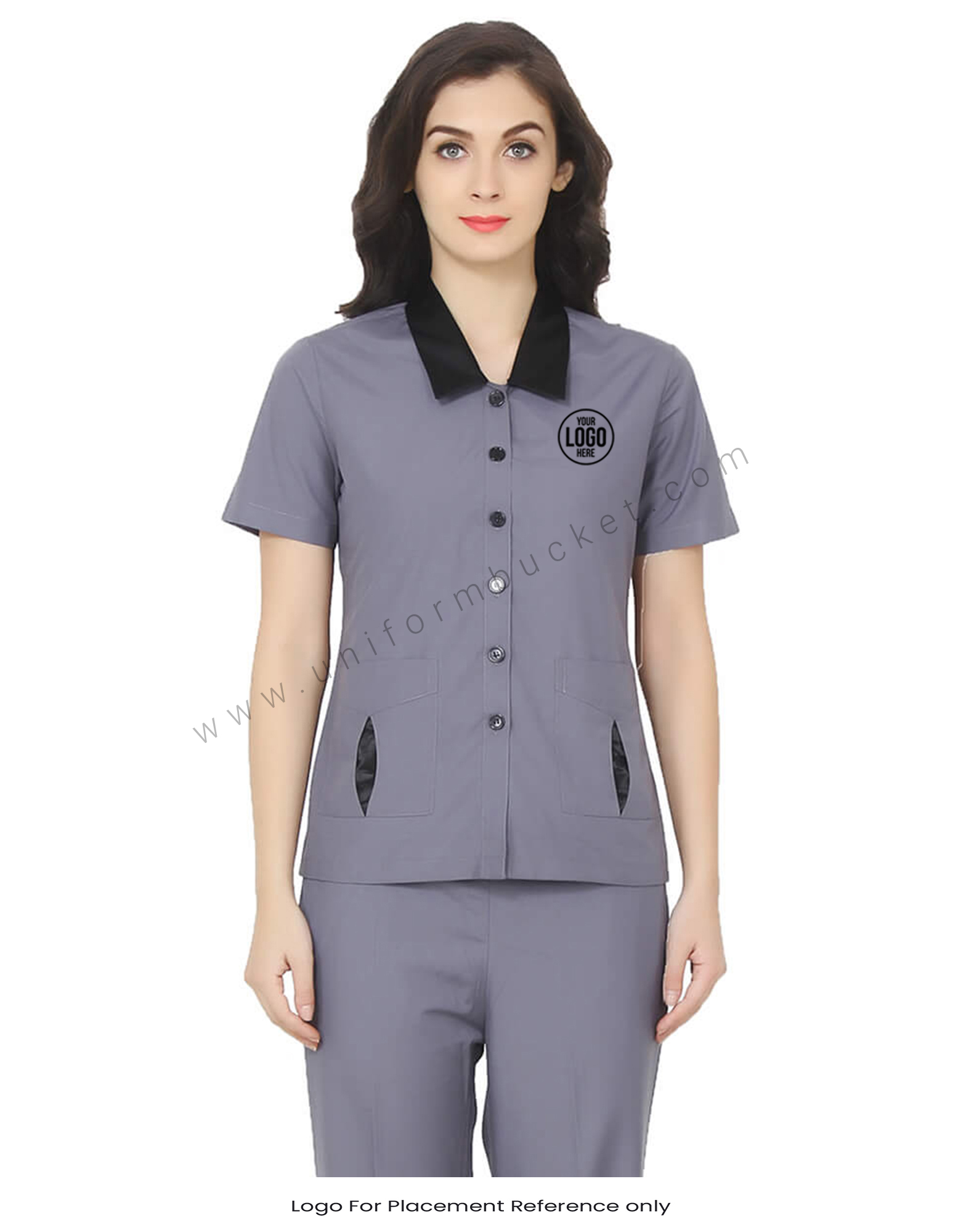 Formal Grey Tunic With Patch pockets thumbnail 4